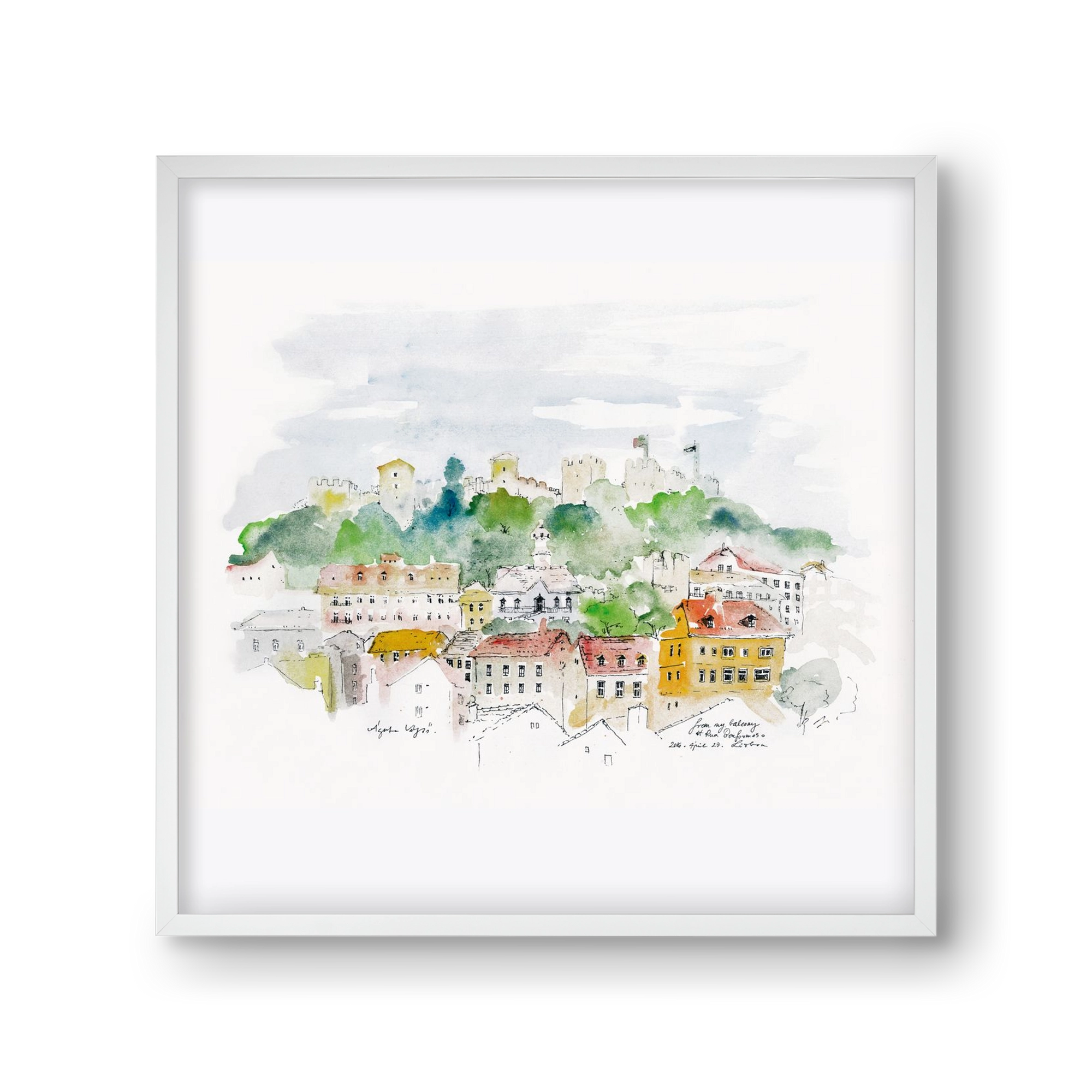 LISBON AQUARELLE NO.13, 30x30 cm (30x30 cm), Fehér keret