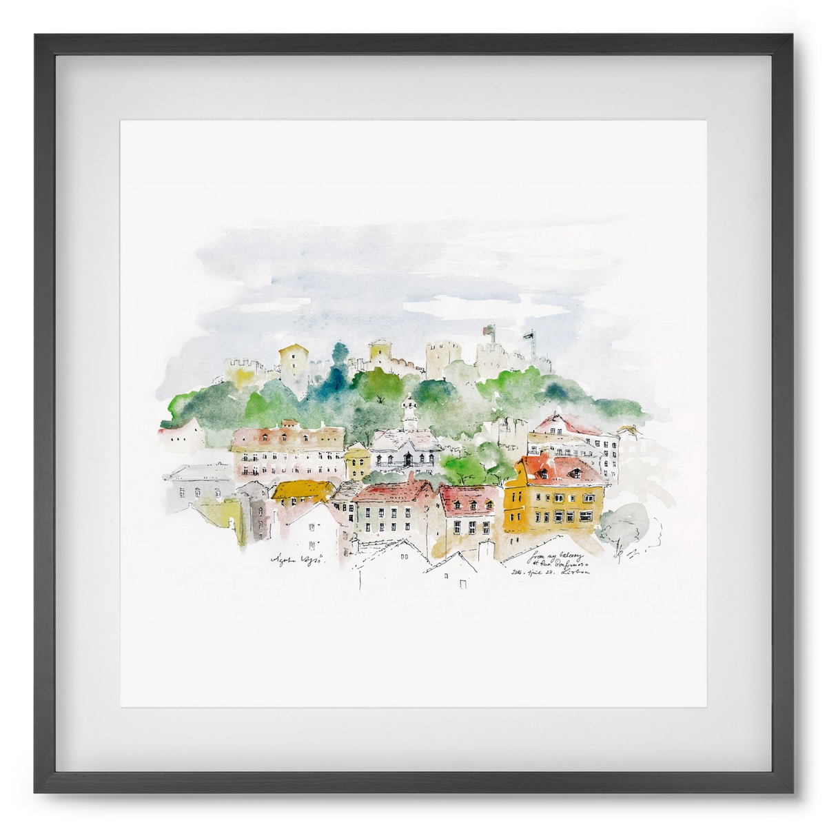 LISBON AQUARELLE NO.13, 50x50 cm (40x40 cm), Fekete keret, paszpartuval