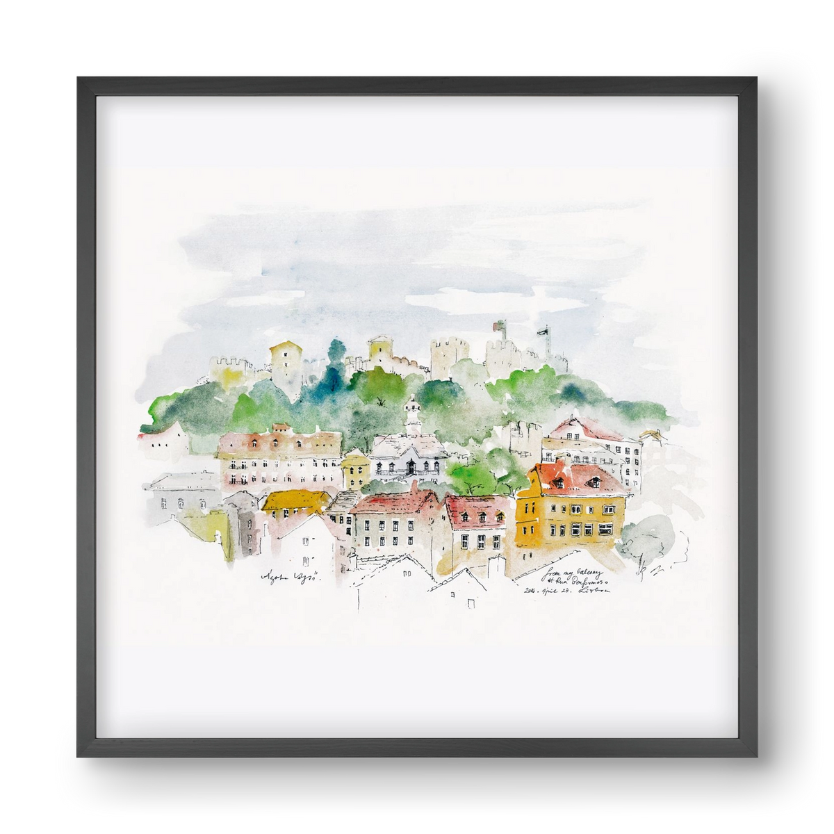 LISBON AQUARELLE NO.13, 40x40 cm (40x40 cm), Fekete keret