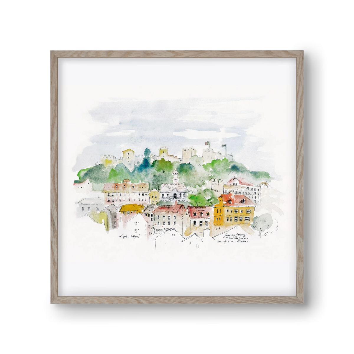 LISBON AQUARELLE NO.13, 30x30 cm (30x30 cm), Tölgy keret