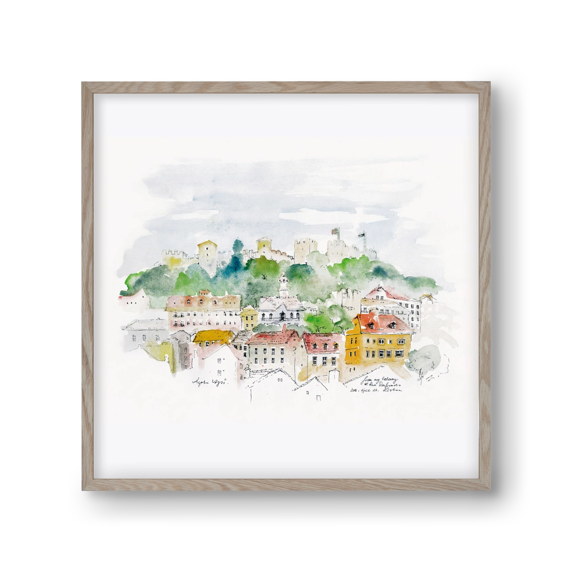 LISBON AQUARELLE NO.13, 30x30 cm (30x30 cm), Tölgy keret