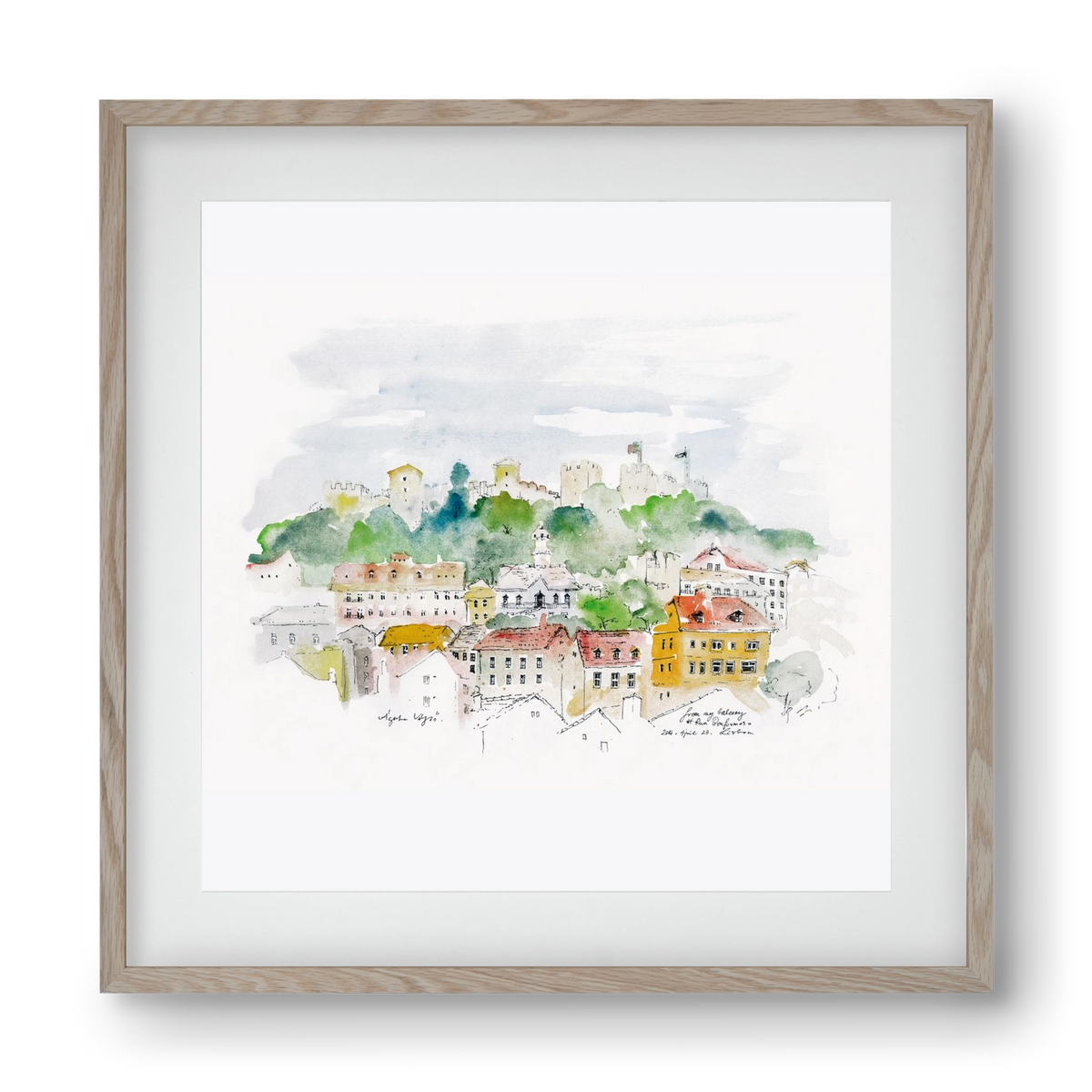 LISBON AQUARELLE NO.13, 40x40 cm (30x30 cm), Tölgy keret, paszpartuval