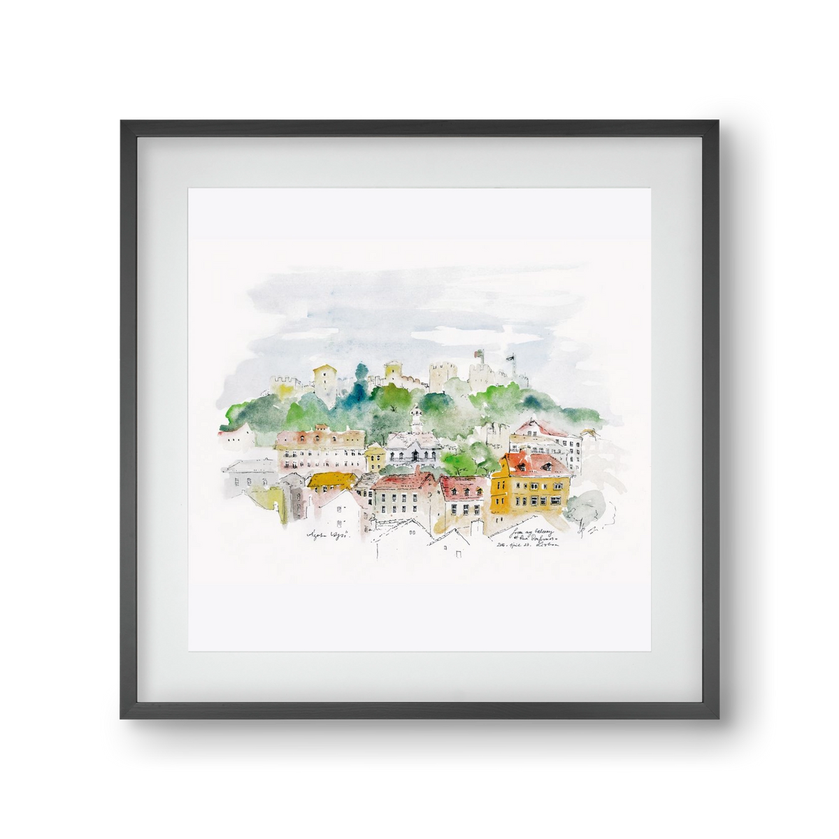 LISBON AQUARELLE NO.13, 30x30 cm (20x20 cm), Fekete keret, paszpartuval