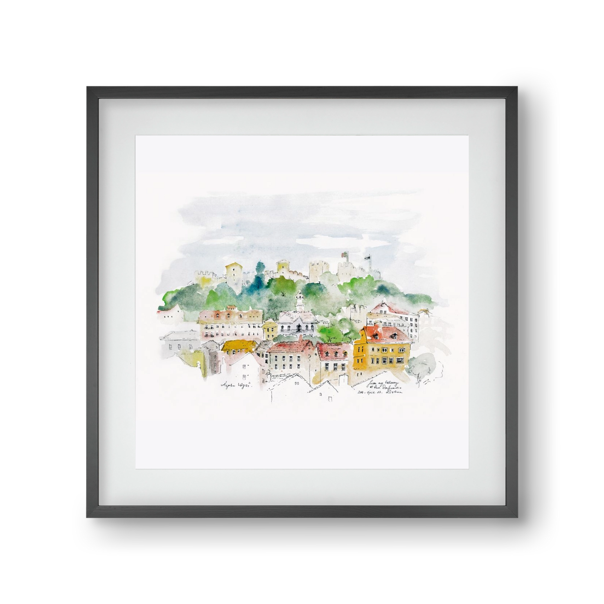 LISBON AQUARELLE NO.13, 30x30 cm (20x20 cm), Fekete keret, paszpartuval