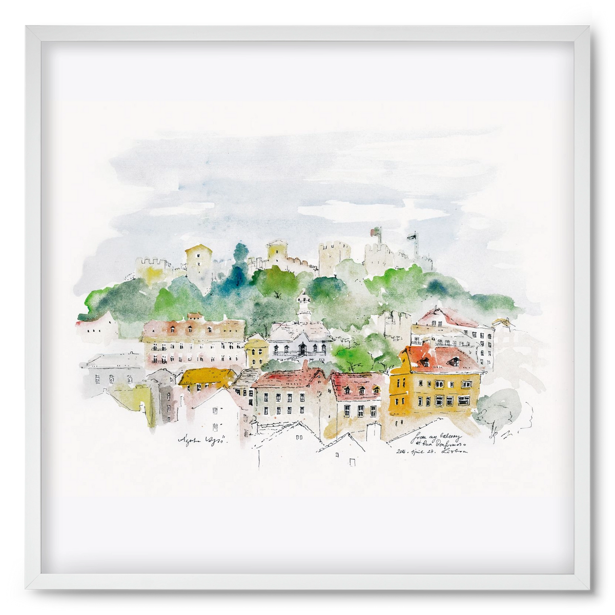 LISBON AQUARELLE NO.13, 50x50 cm (50x50 cm), Fehér keret