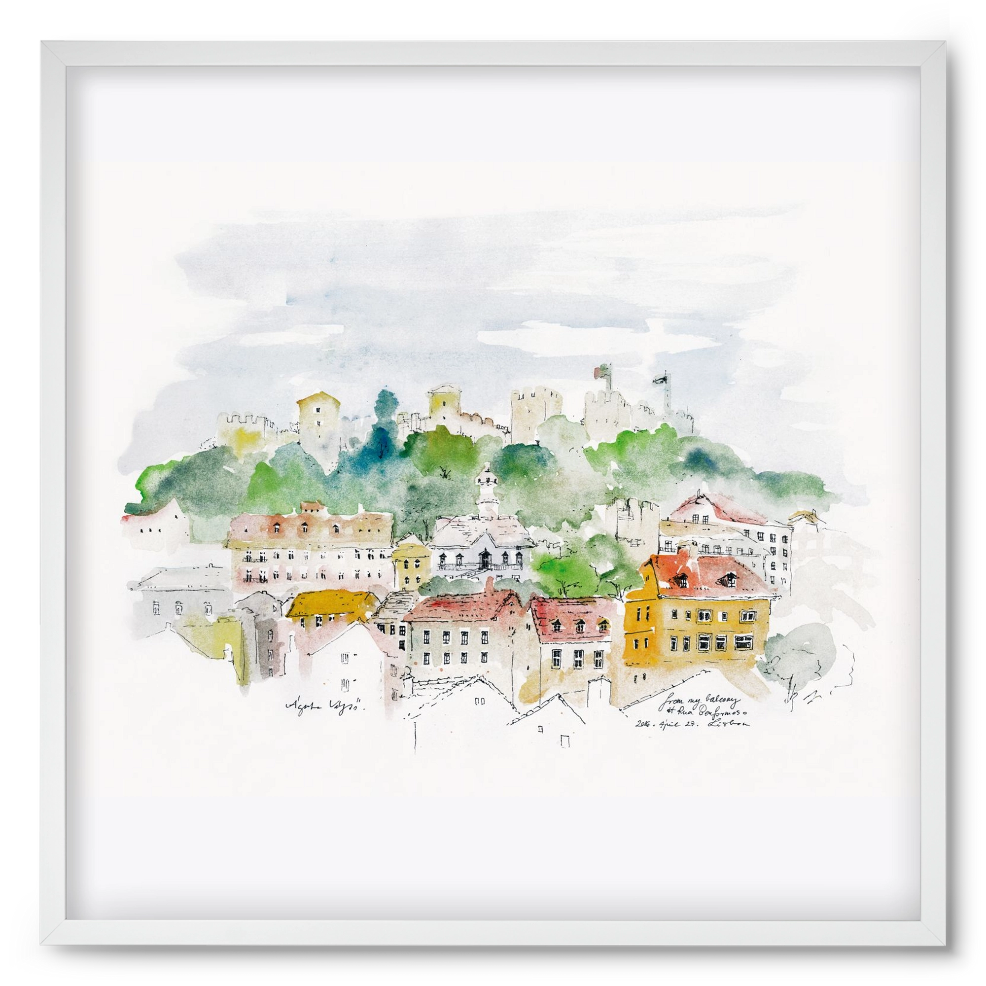 LISBON AQUARELLE NO.13, 50x50 cm (50x50 cm), Fehér keret