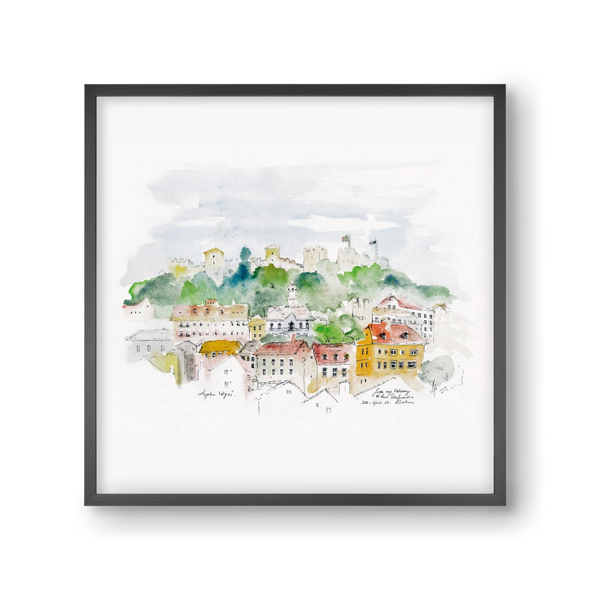 LISBON AQUARELLE NO.13, 30x30 cm (30x30 cm), Fekete keret