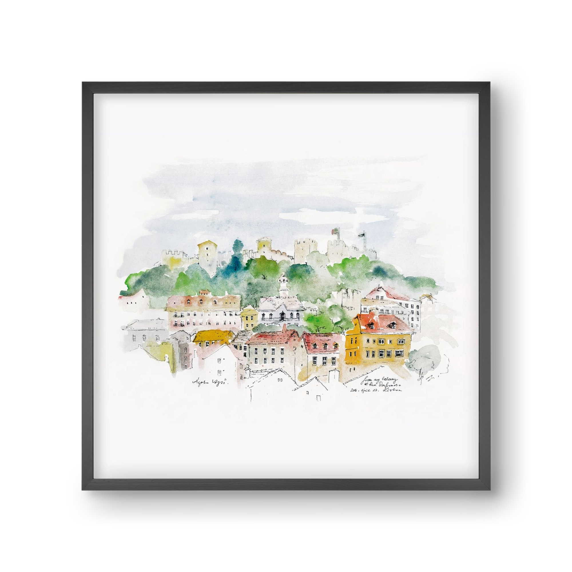 LISBON AQUARELLE NO.13, 30x30 cm (30x30 cm), Fekete keret