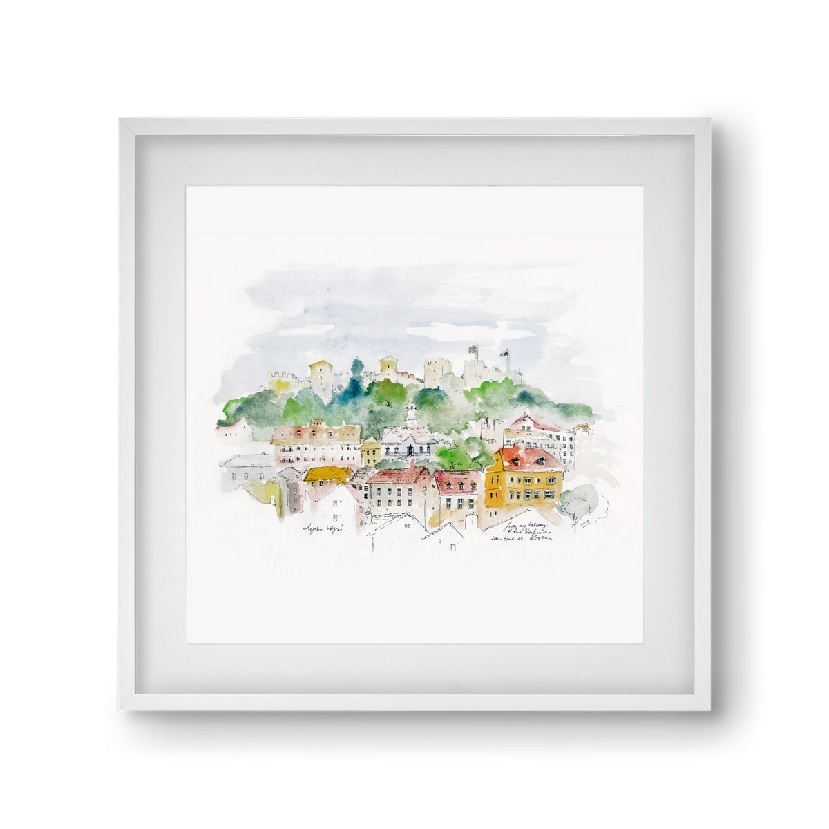 LISBON AQUARELLE NO.13, 30x30 cm (20x20 cm), Fehér keret, paszpartuval