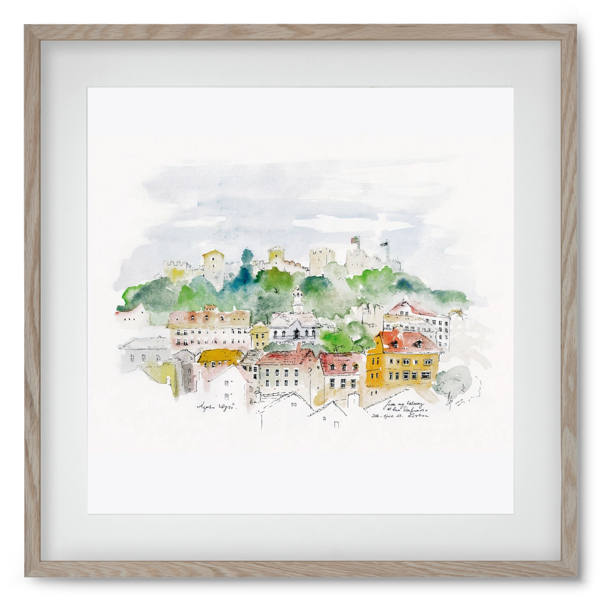 LISBON AQUARELLE NO.13, 50x50 cm (40x40 cm), Tölgy keret, paszpartuval