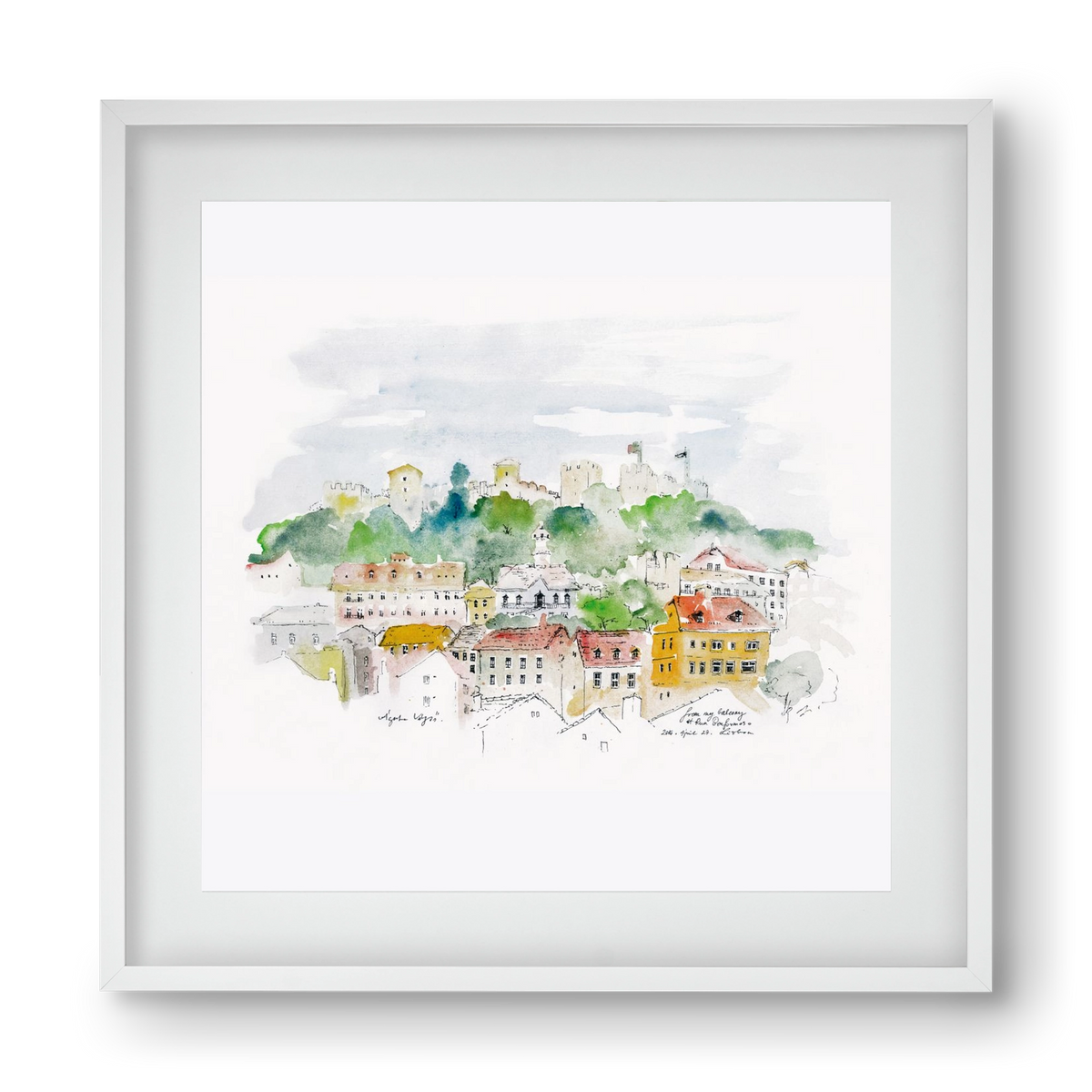 LISBON AQUARELLE NO.13, 40x40 cm (30x30 cm), Fehér keret, paszpartuval