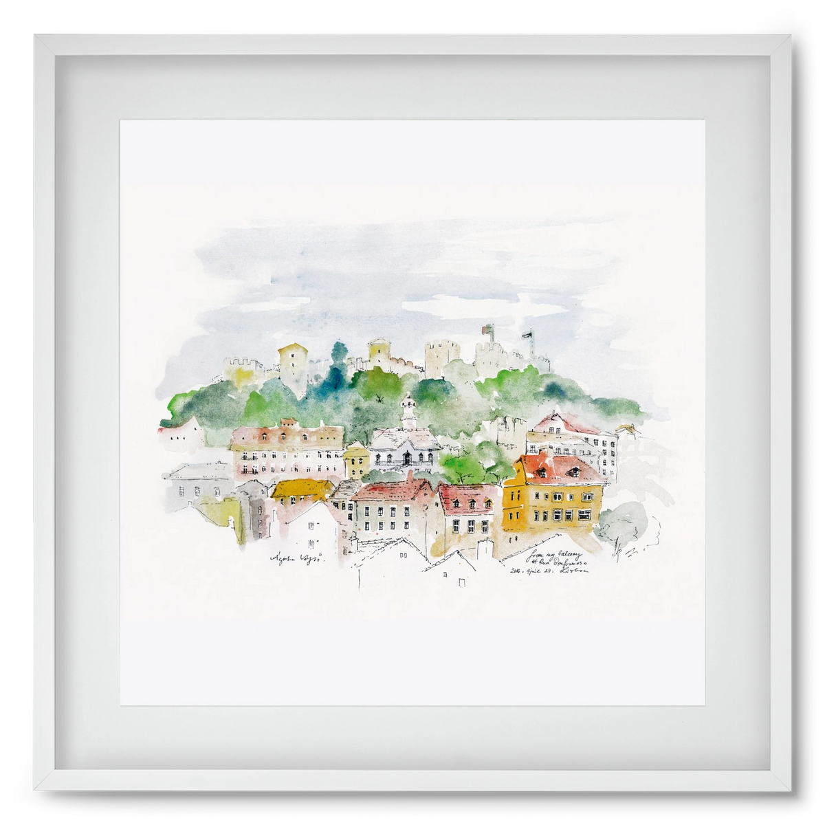 LISBON AQUARELLE NO.13, 50x50 cm (40x40 cm), Fehér keret, paszpartuval