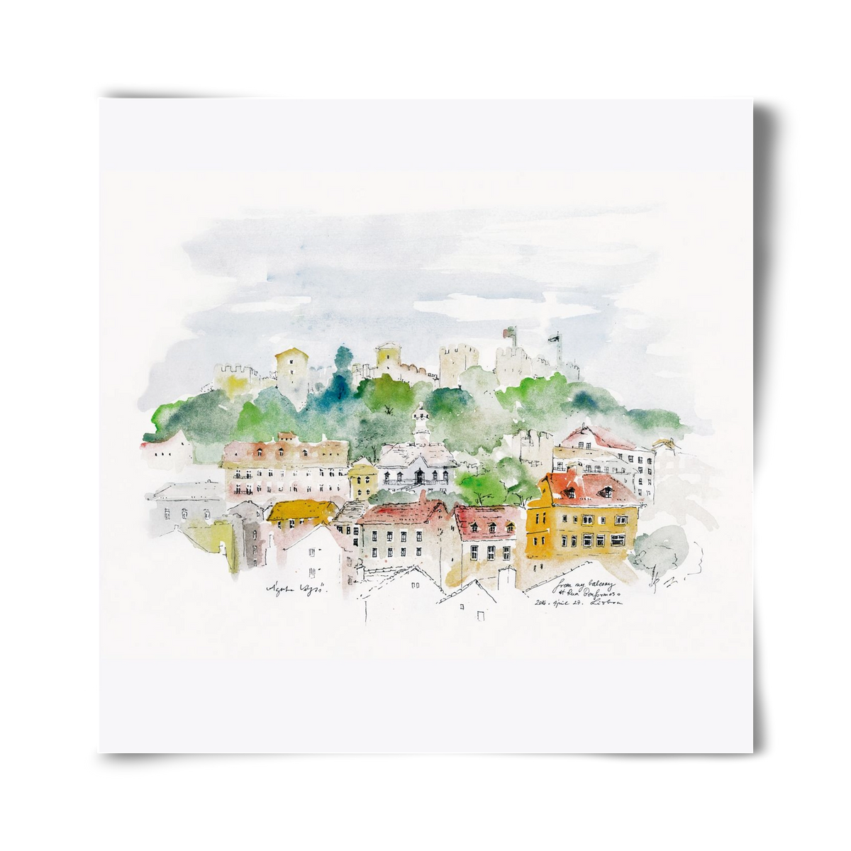 LISBON AQUARELLE NO.13, 40x40 cm, Keret nélkül