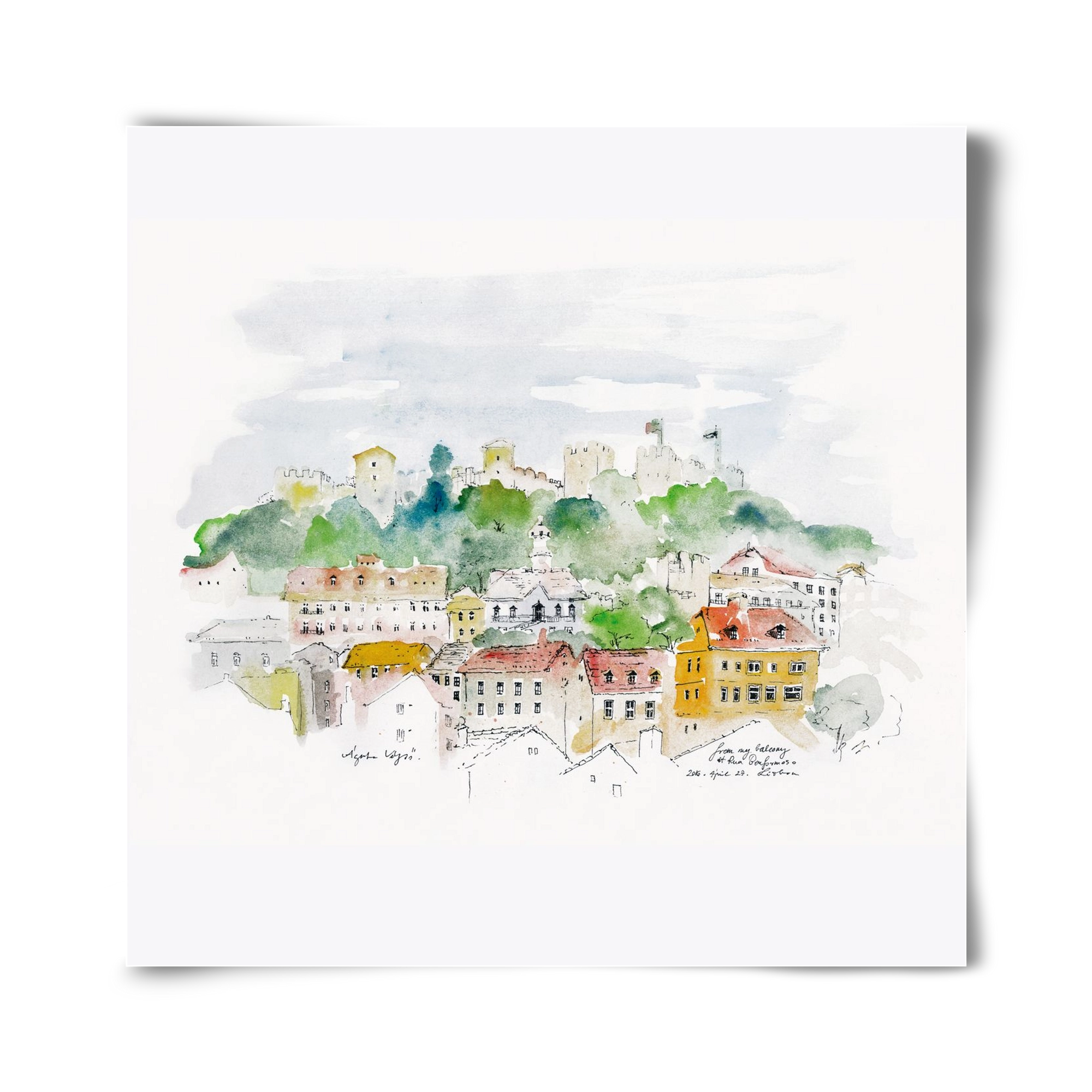 LISBON AQUARELLE NO.13, 40x40 cm, Keret nélkül