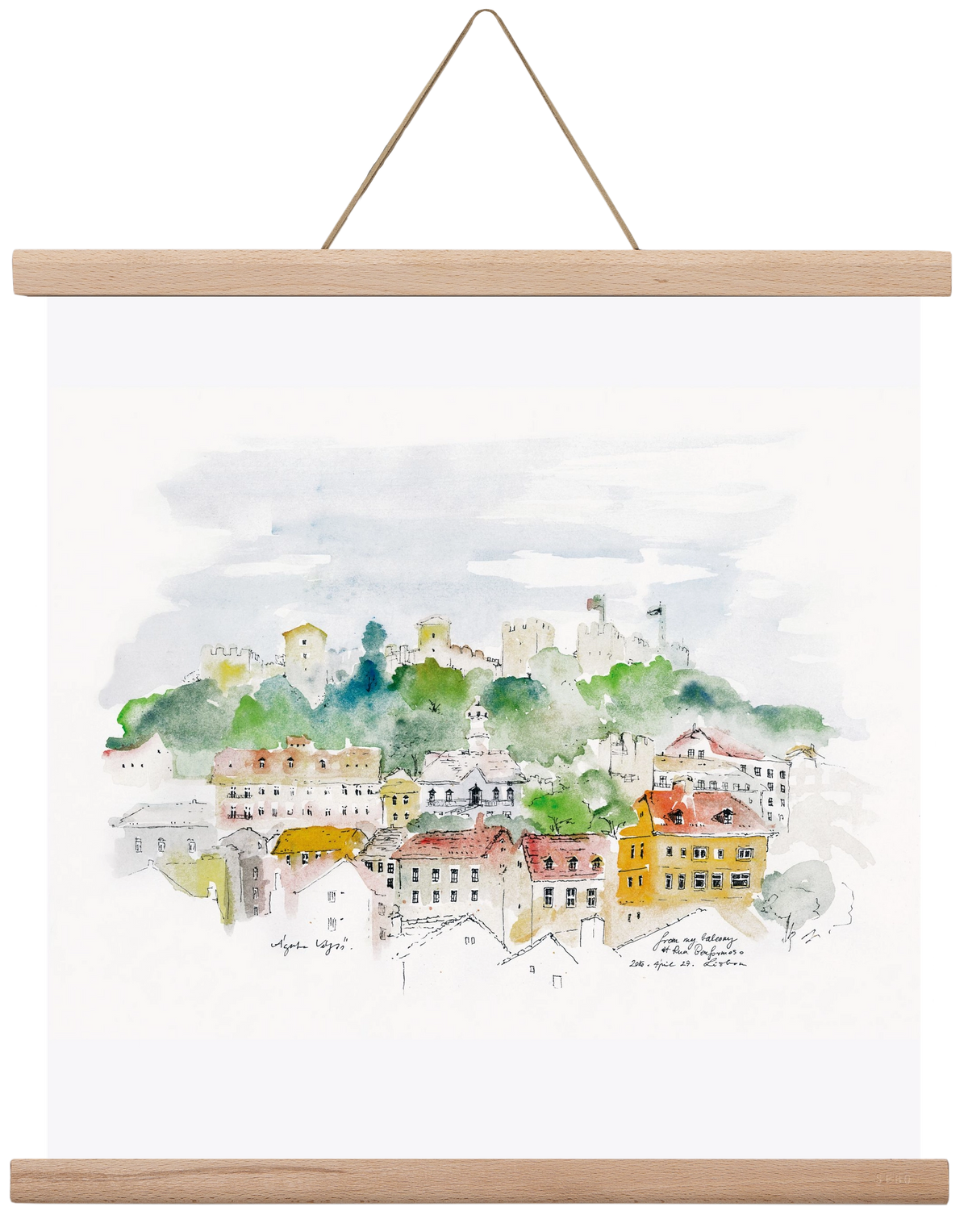 LISBON AQUARELLE NO.13, 40x40 cm (40x40 cm), Tölgy akasztó