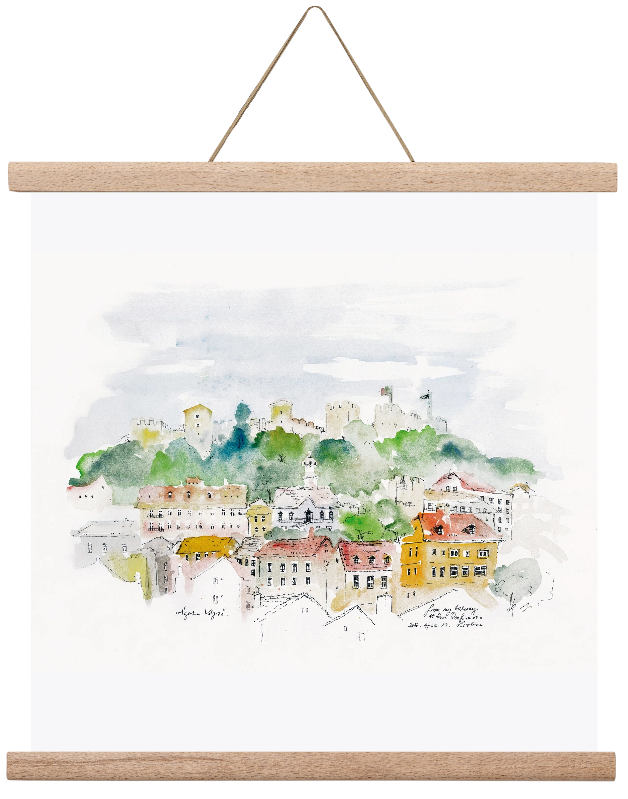 LISBON AQUARELLE NO.13, 40x40 cm (40x40 cm), Tölgy akasztó