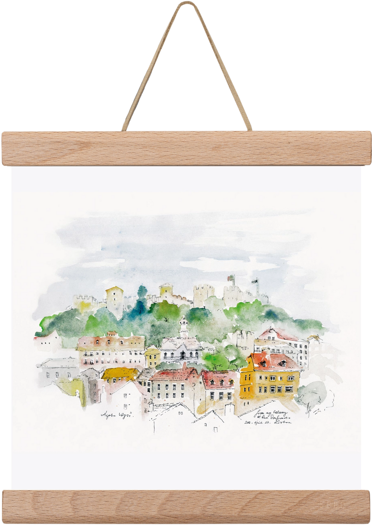 LISBON AQUARELLE NO.13, 20x20 cm (20x20 cm), Tölgy akasztó