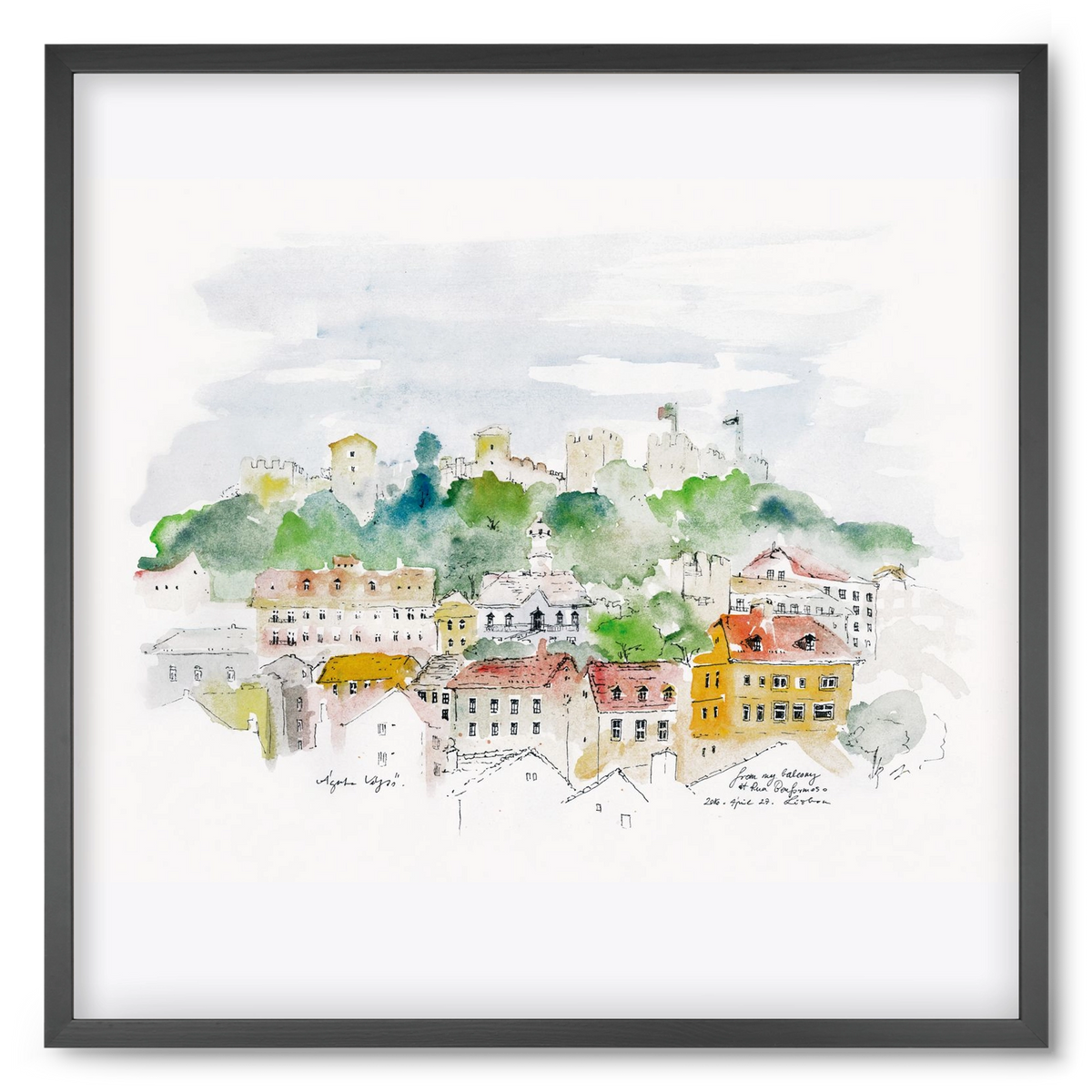 LISBON AQUARELLE NO.13, 50x50 cm (50x50 cm), Fekete keret