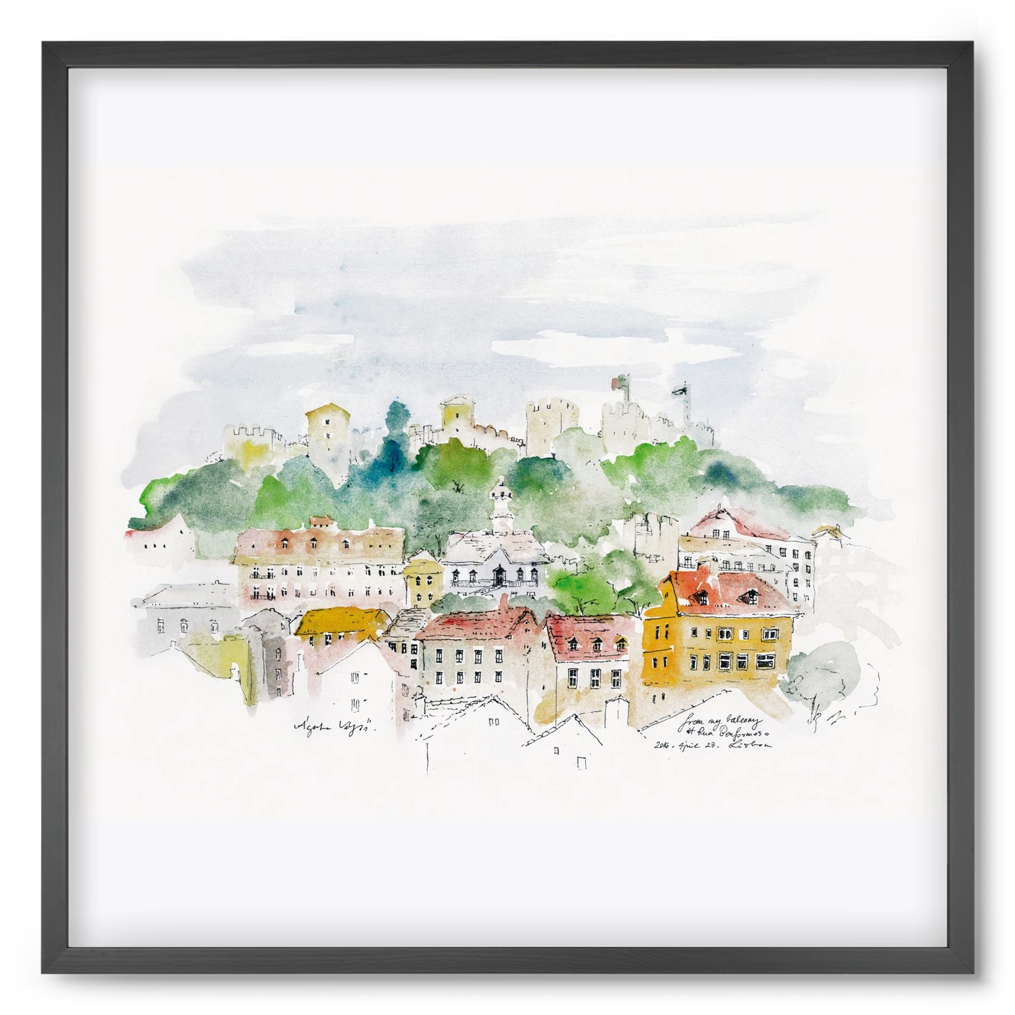 LISBON AQUARELLE NO.13, 50x50 cm (50x50 cm), Fekete keret