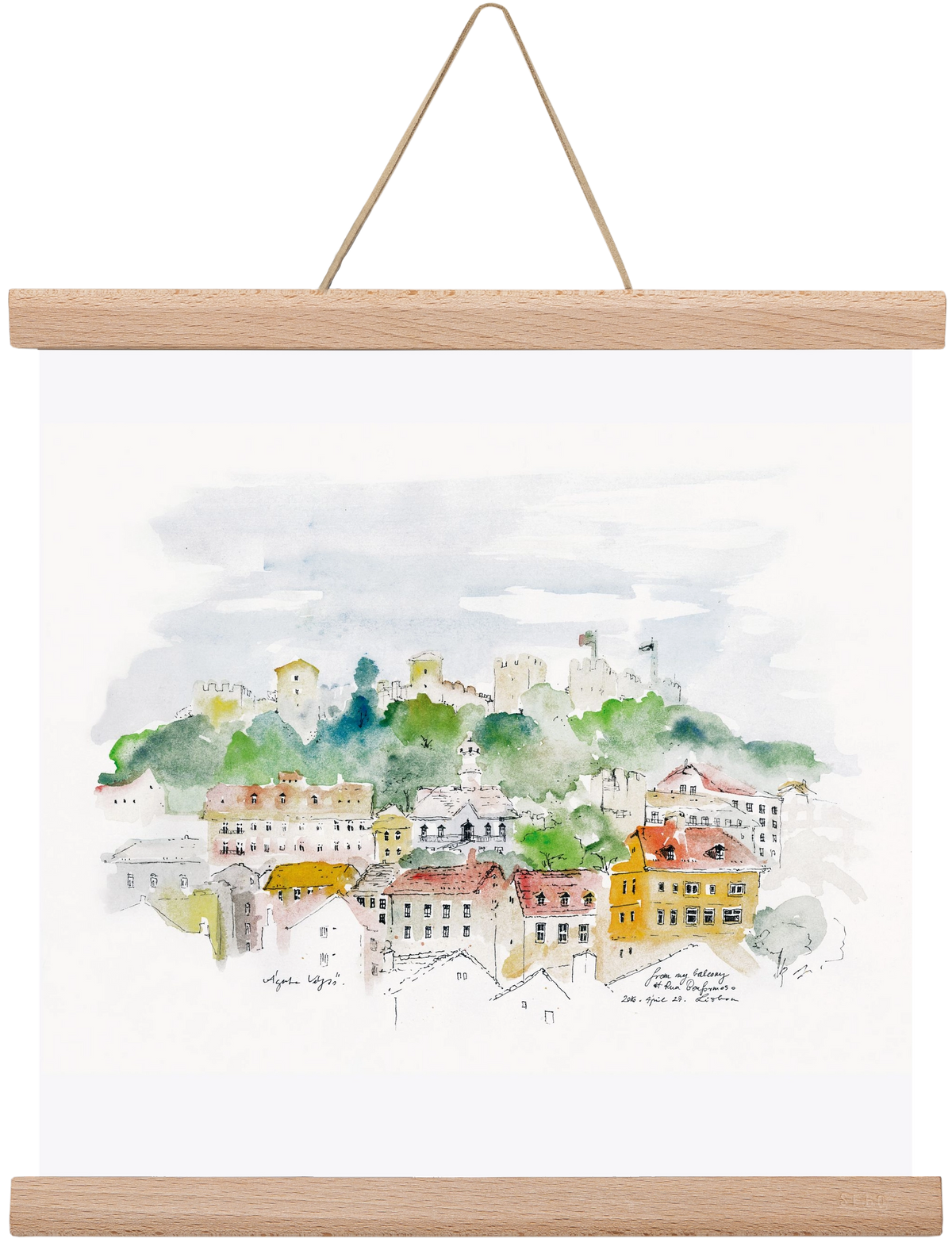 LISBON AQUARELLE NO.13, 30x30 cm (30x30 cm), Tölgy akasztó