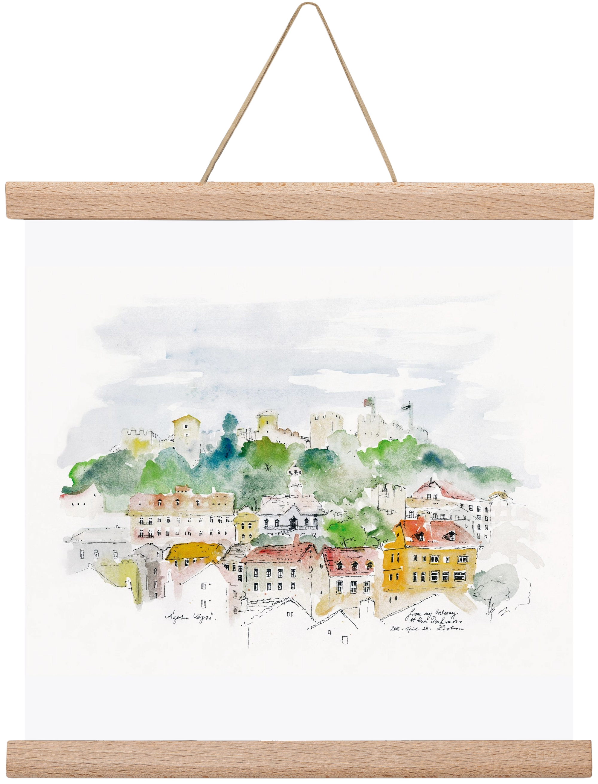 LISBON AQUARELLE NO.13, 30x30 cm (30x30 cm), Tölgy akasztó