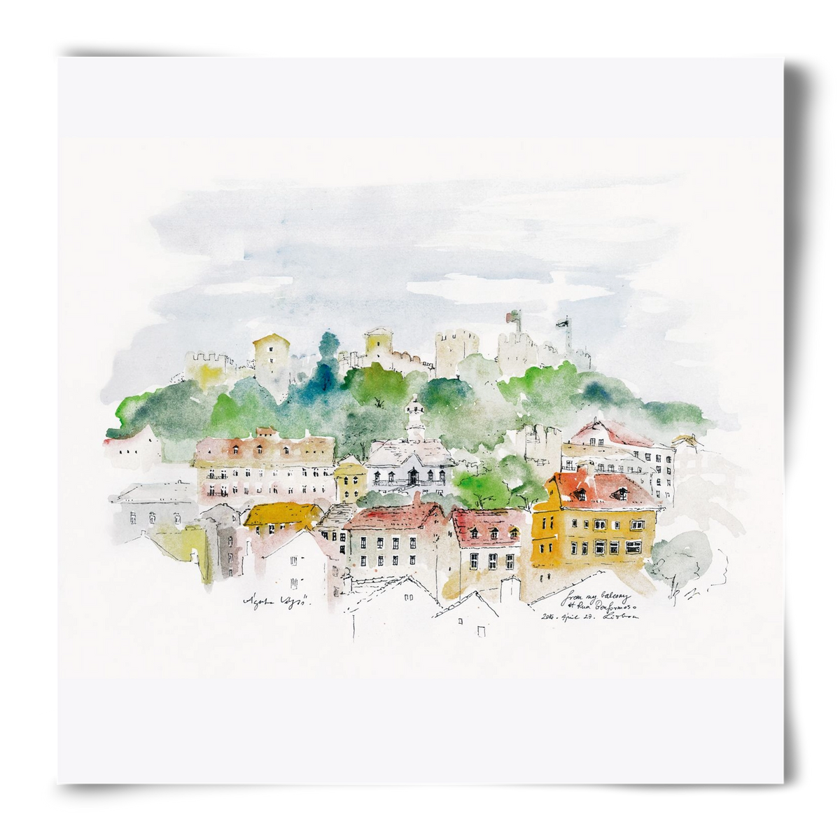 LISBON AQUARELLE NO.13, 50x50 cm, Keret nélkül