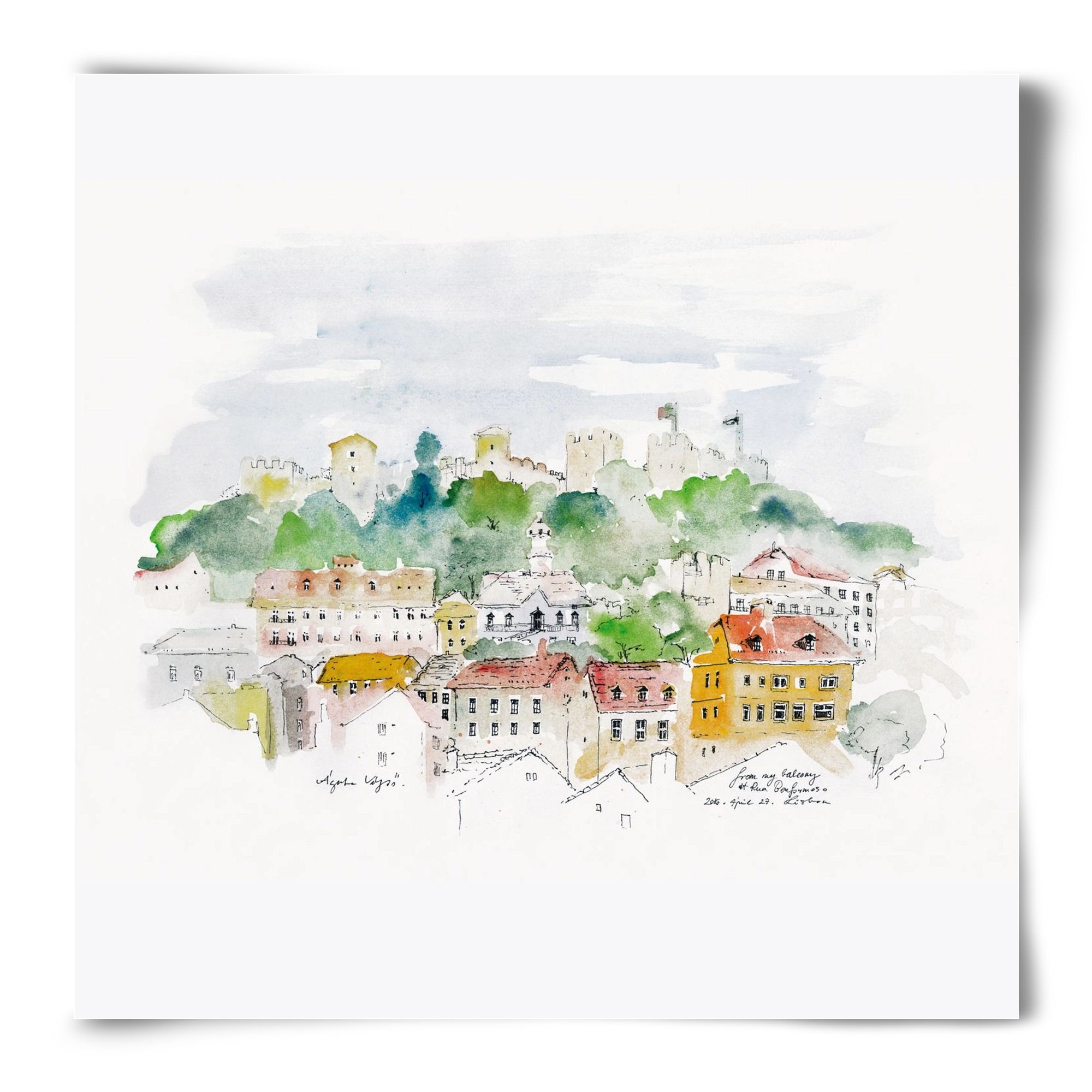 LISBON AQUARELLE NO.13, 50x50 cm, Keret nélkül