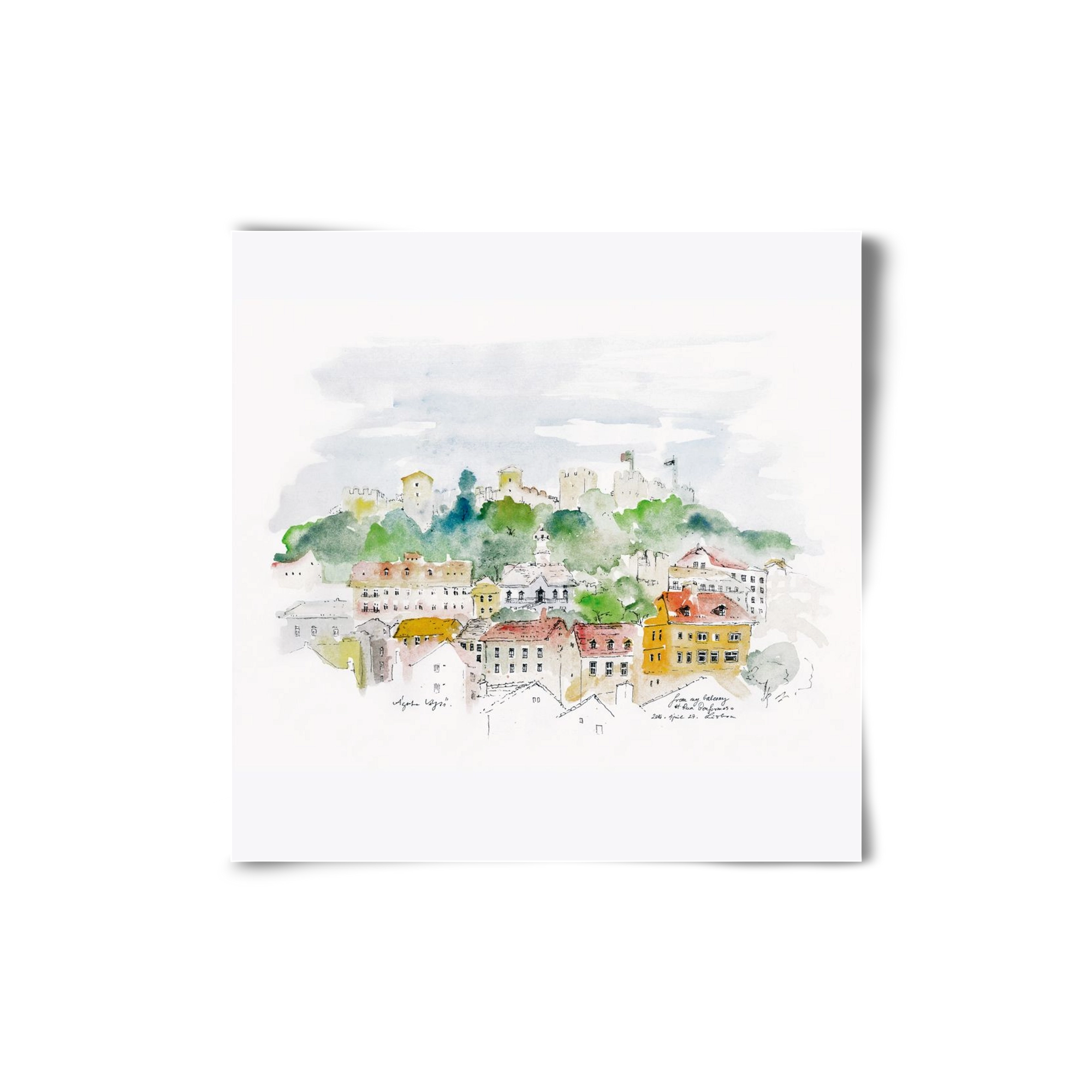 LISBON AQUARELLE NO.13, 20x20 cm, Keret nélkül