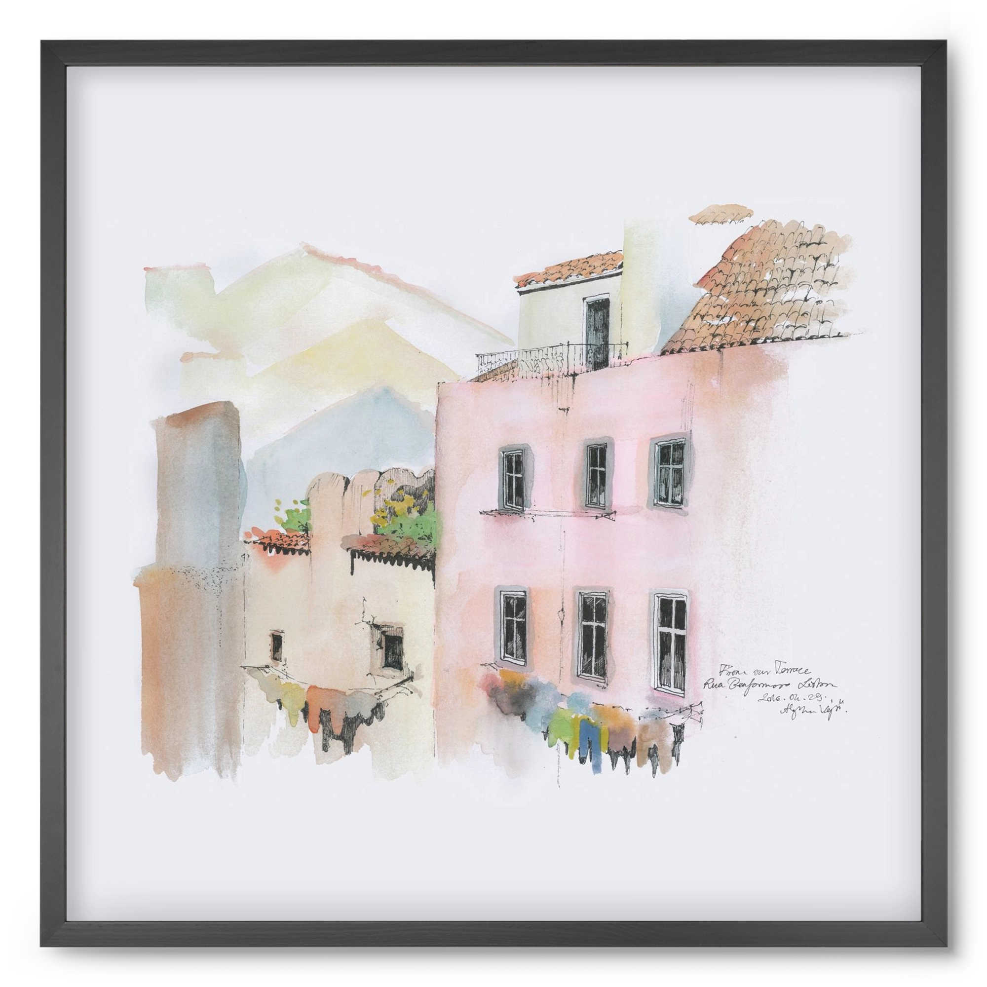 LISBON AQUARELLE NO.14, 50x50 cm (50x50 cm), Fekete keret