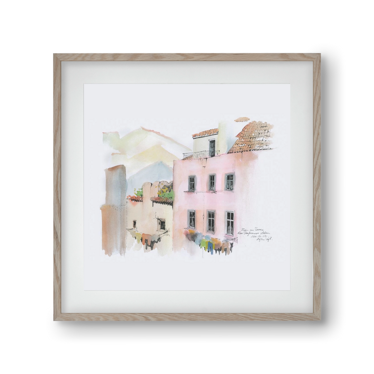 LISBON AQUARELLE NO.14, 30x30 cm (20x20 cm), Tölgy keret, paszpartuval