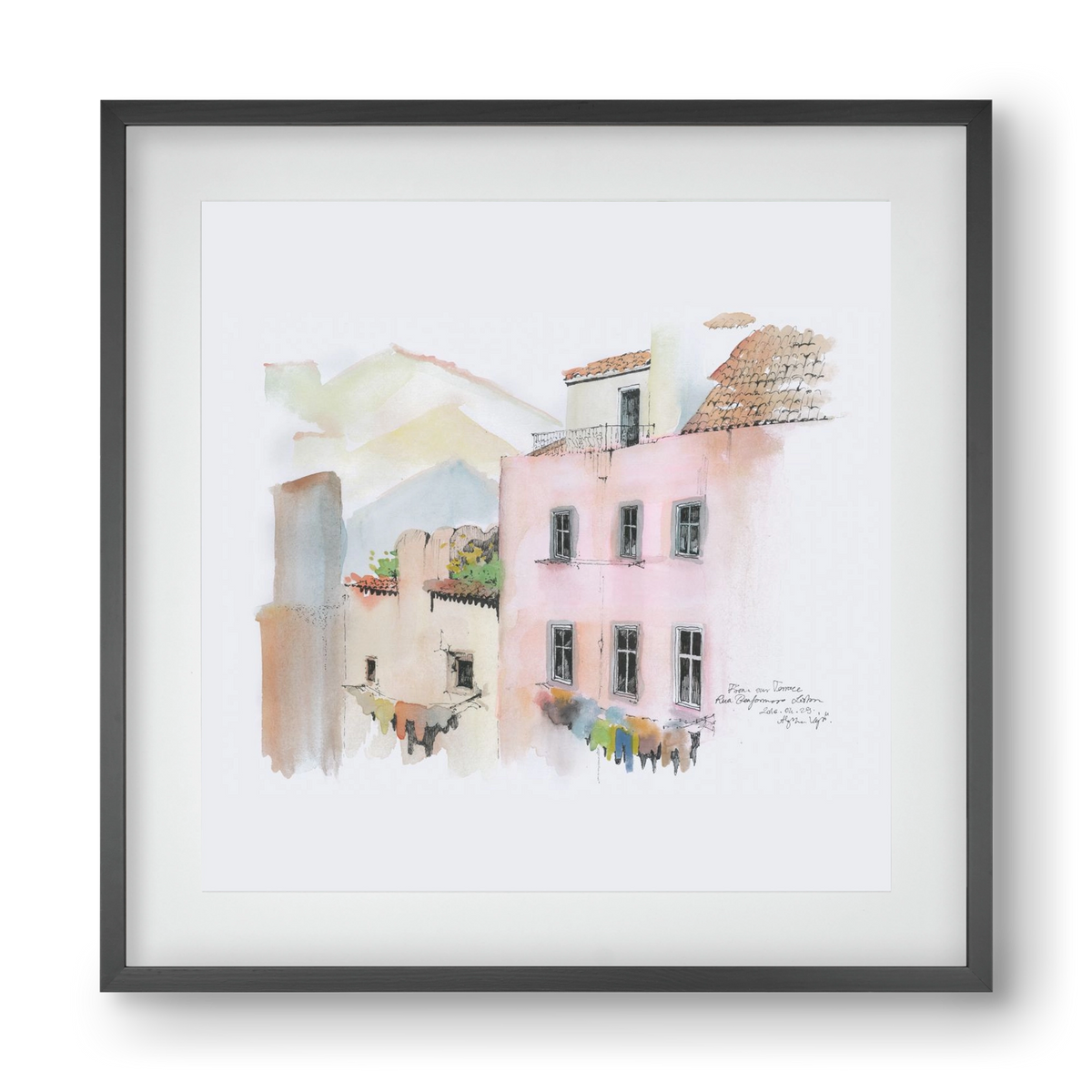 LISBON AQUARELLE NO.14, 40x40 cm (30x30 cm), Fekete keret, paszpartuval