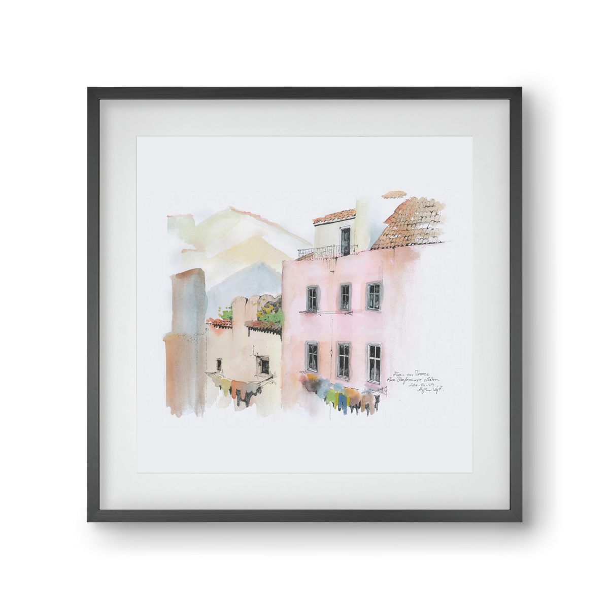 LISBON AQUARELLE NO.14, 30x30 cm (20x20 cm), Fekete keret, paszpartuval