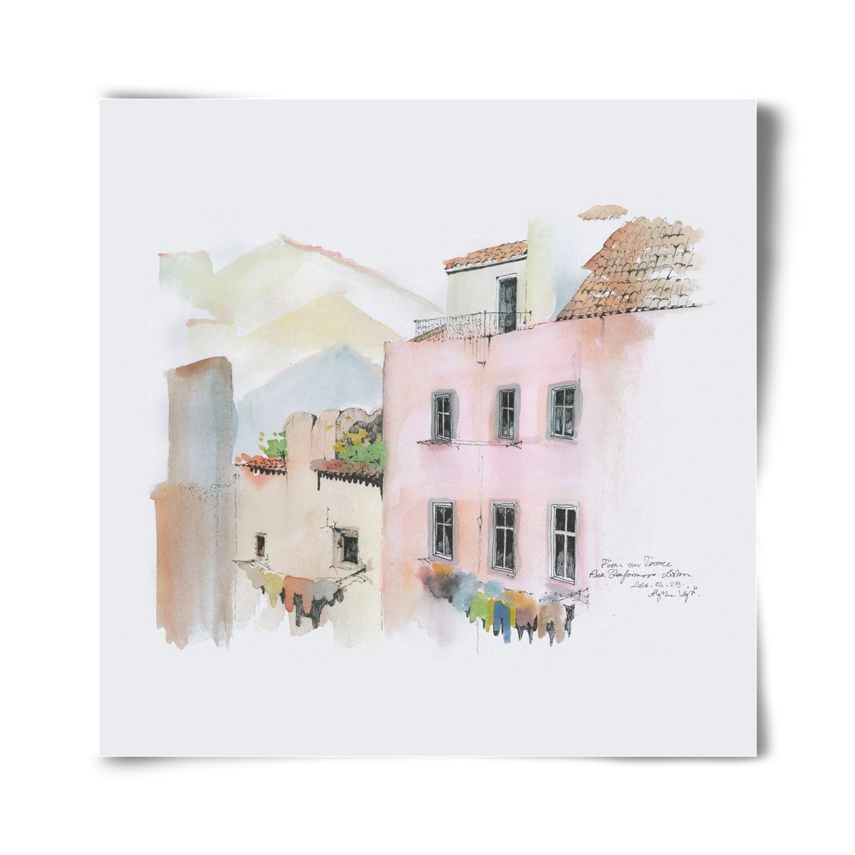 LISBON AQUARELLE NO.14, 40x40 cm, Keret nélkül