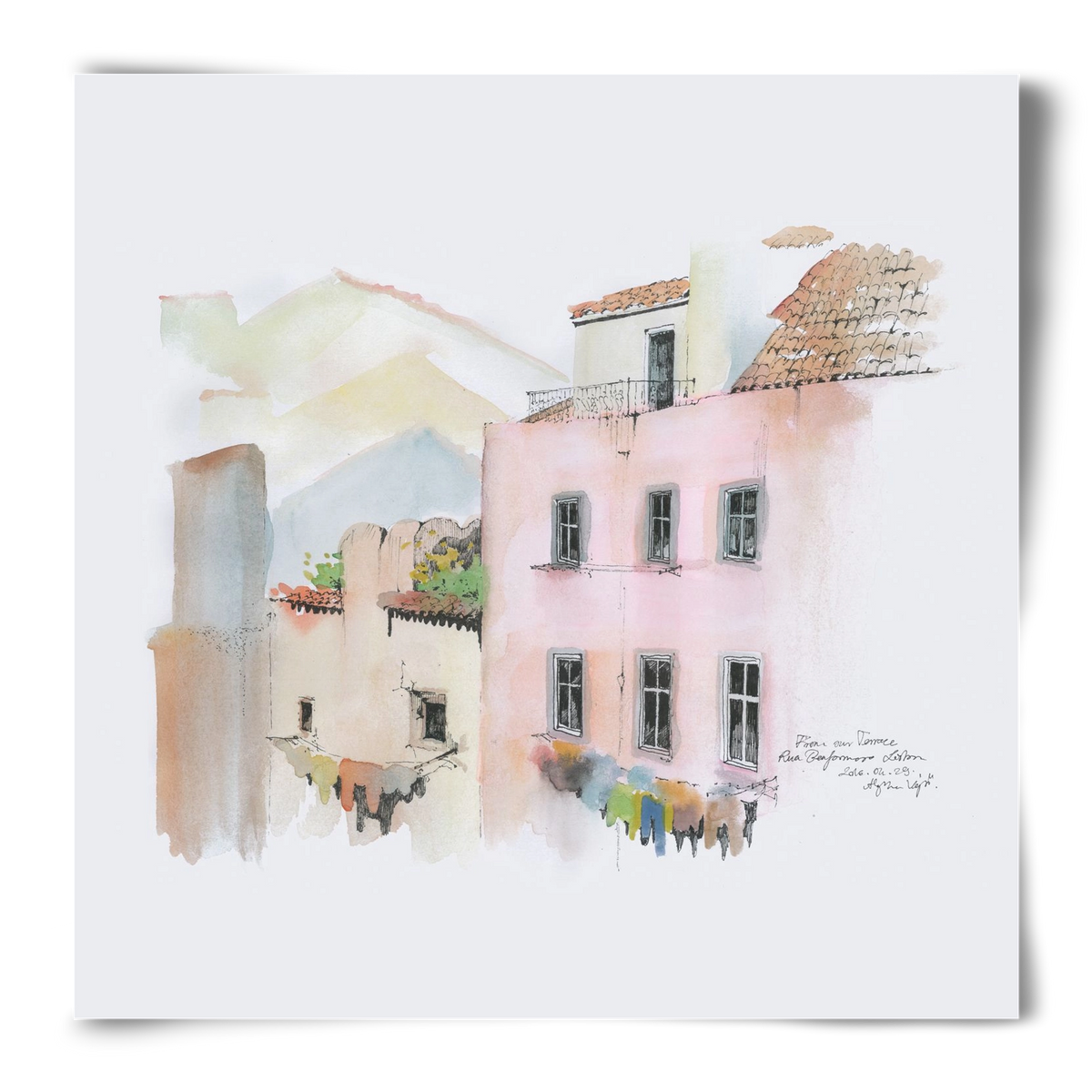 LISBON AQUARELLE NO.14, 50x50 cm, Keret nélkül