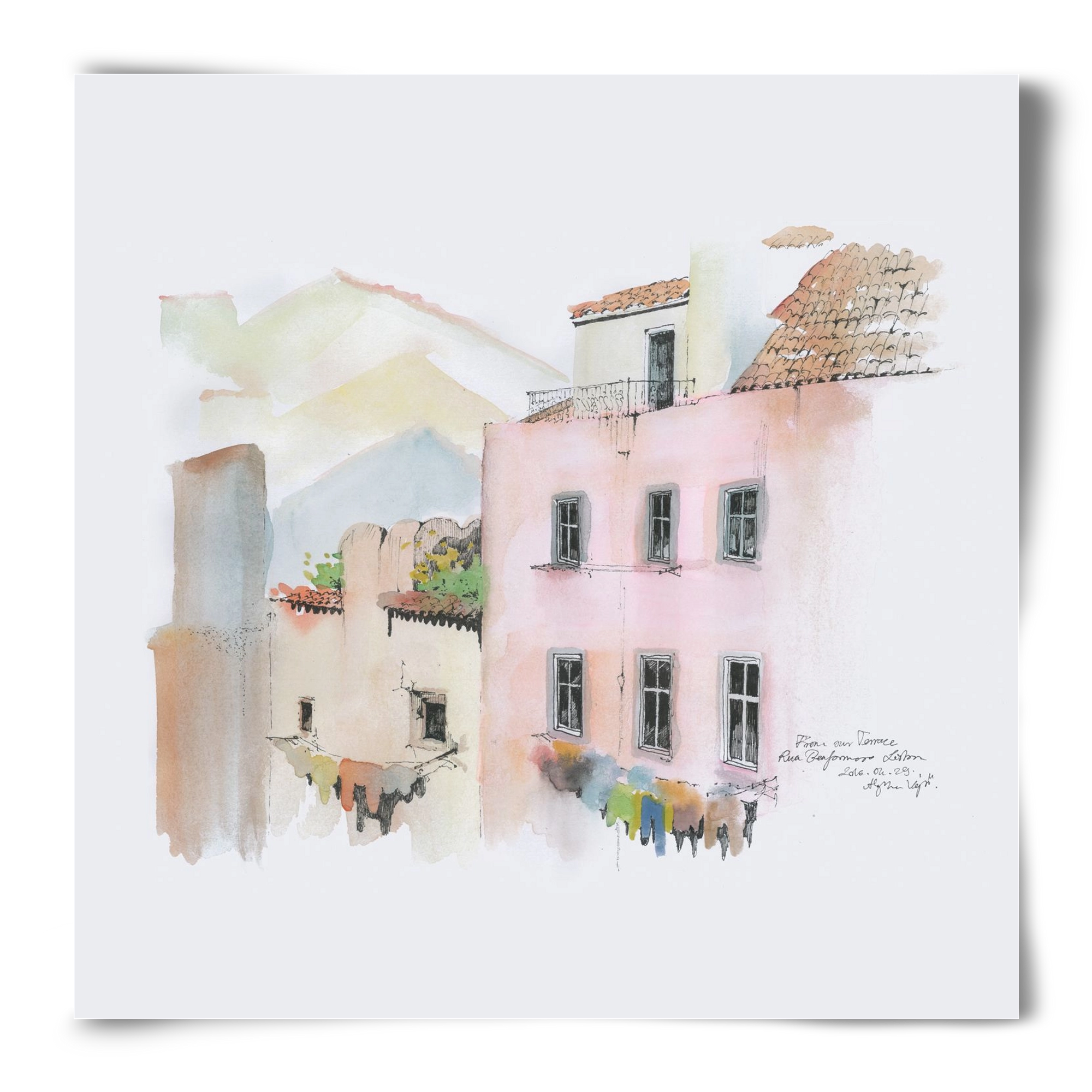 LISBON AQUARELLE NO.14, 50x50 cm, Keret nélkül