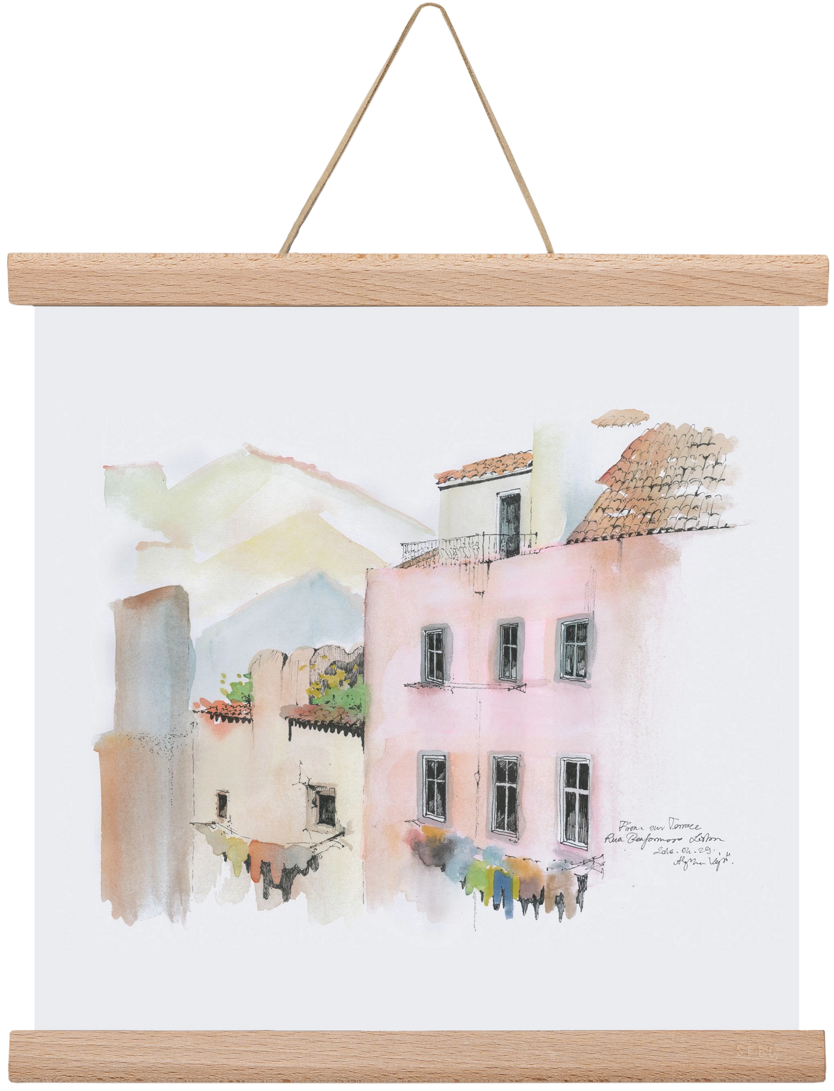 LISBON AQUARELLE NO.14, 30x30 cm (30x30 cm), Tölgy akasztó