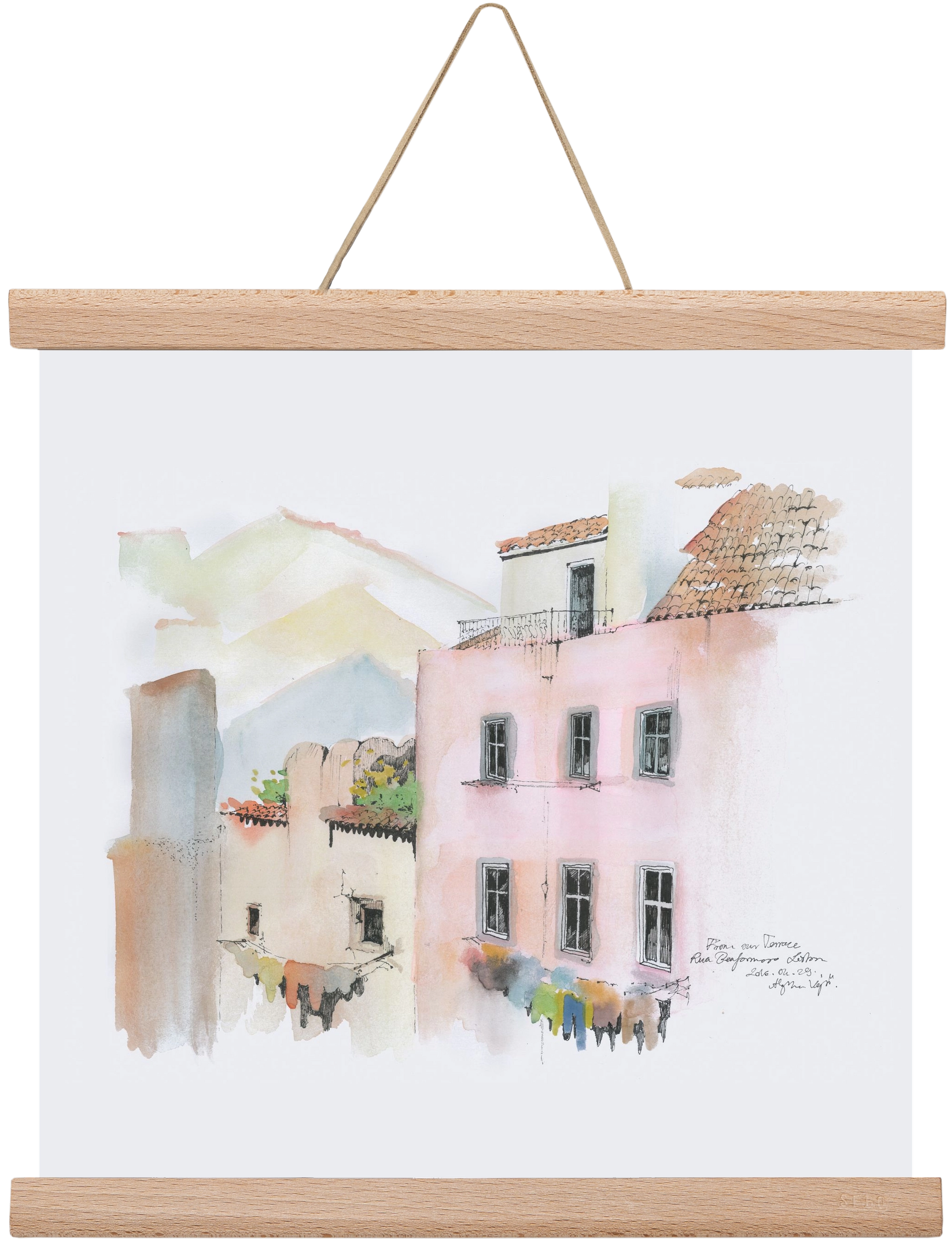 LISBON AQUARELLE NO.14, 30x30 cm (30x30 cm), Tölgy akasztó