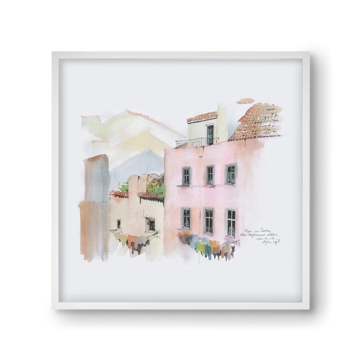 LISBON AQUARELLE NO.14, 30x30 cm (30x30 cm), Fehér keret