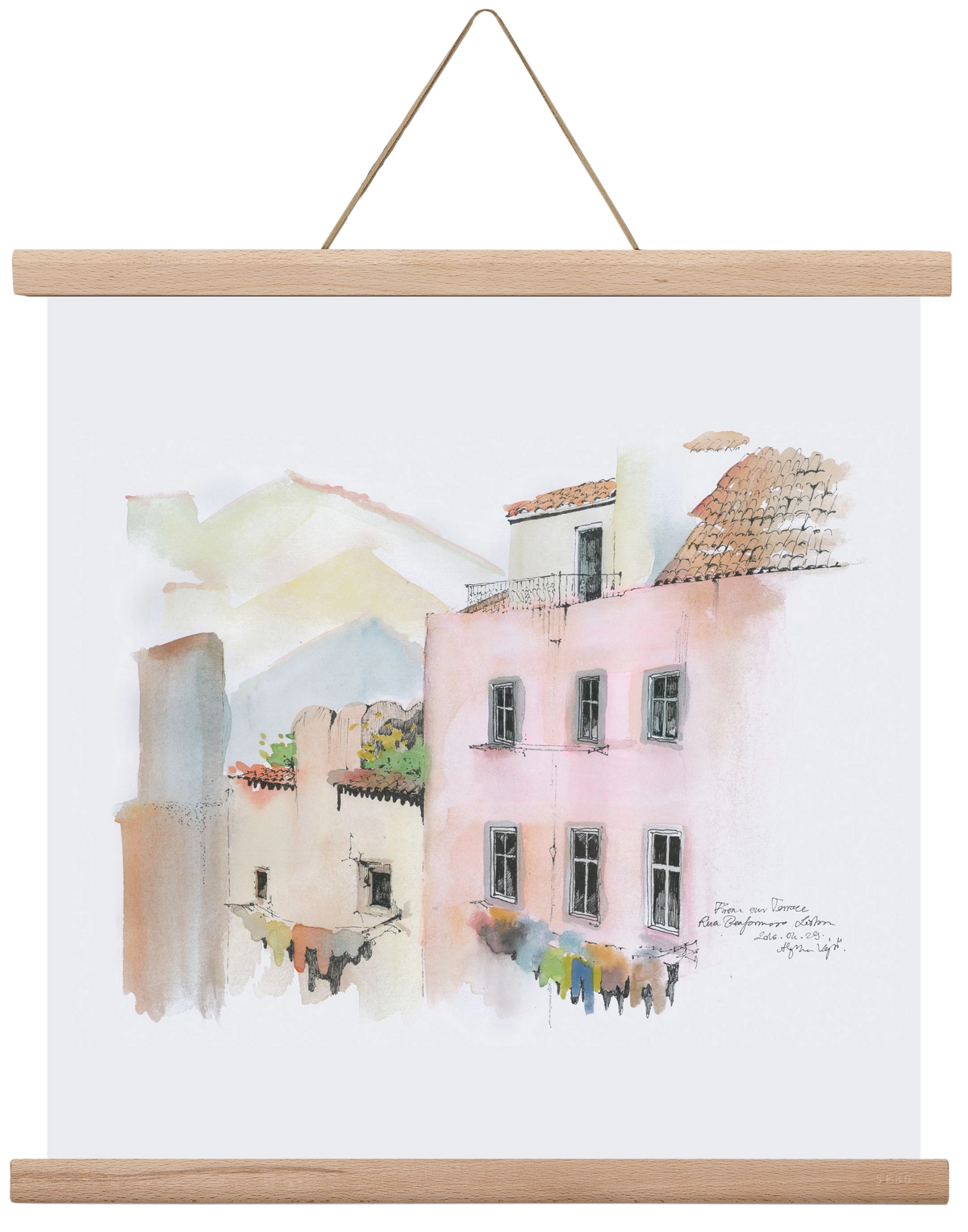 LISBON AQUARELLE NO.14, 40x40 cm (40x40 cm), Tölgy akasztó