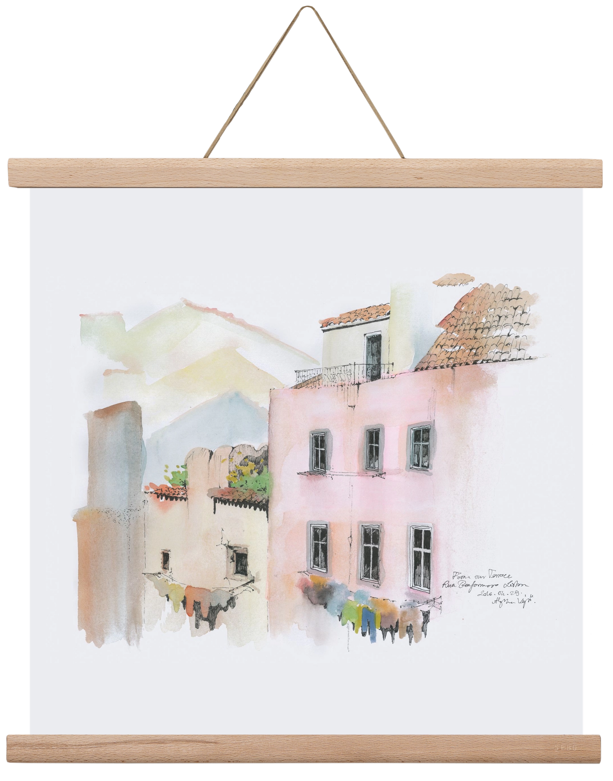 LISBON AQUARELLE NO.14, 40x40 cm (40x40 cm), Tölgy akasztó