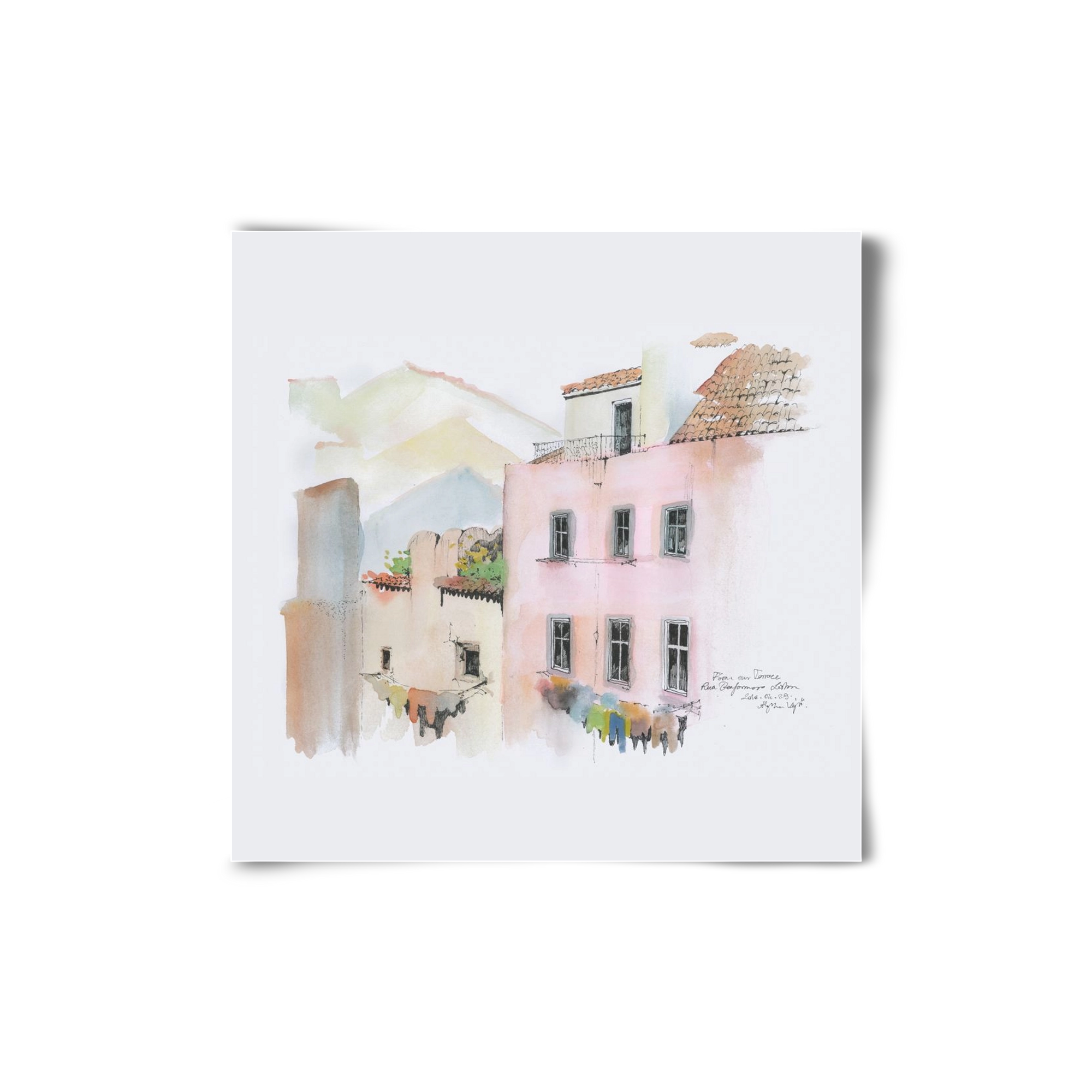 LISBON AQUARELLE NO.14, 20x20 cm, Keret nélkül