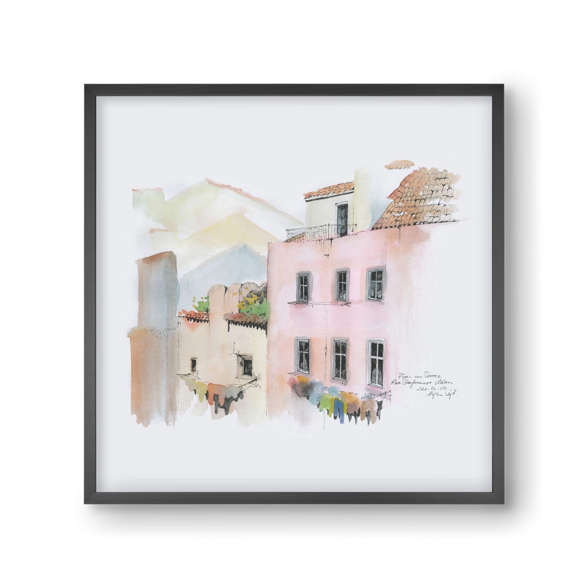 LISBON AQUARELLE NO.14, 30x30 cm (30x30 cm), Fekete keret