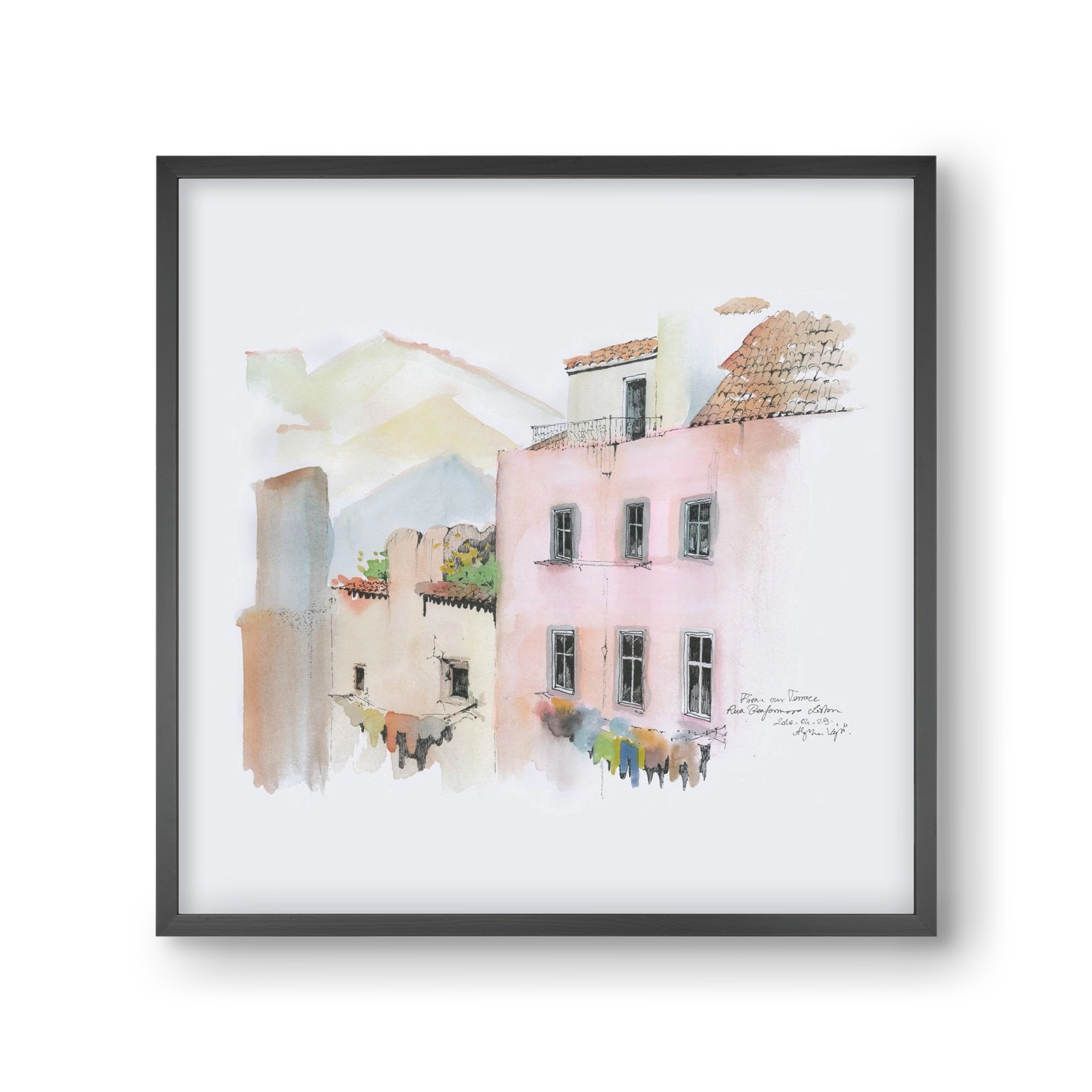 LISBON AQUARELLE NO.14, 30x30 cm (30x30 cm), Fekete keret