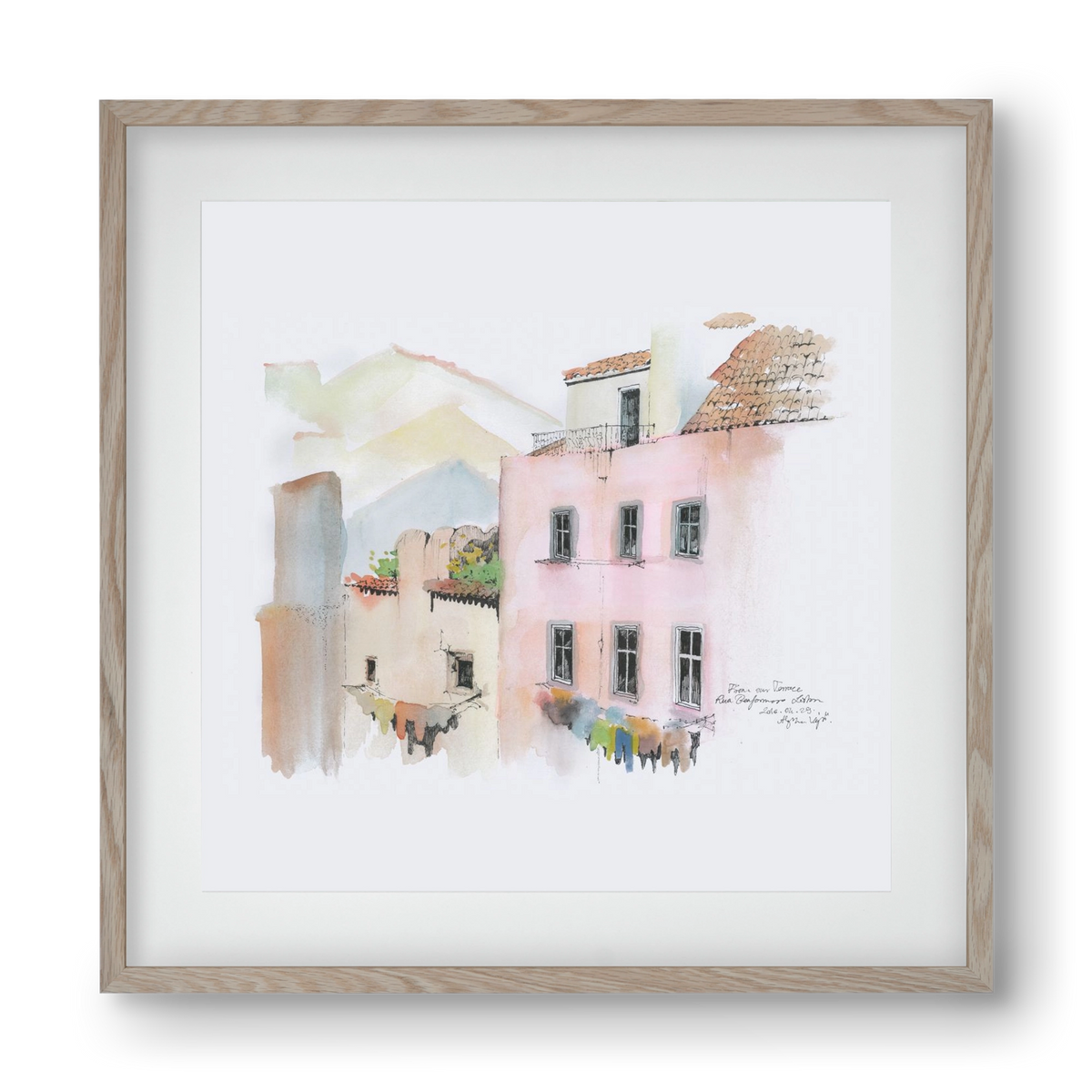 LISBON AQUARELLE NO.14, 40x40 cm (30x30 cm), Tölgy keret, paszpartuval