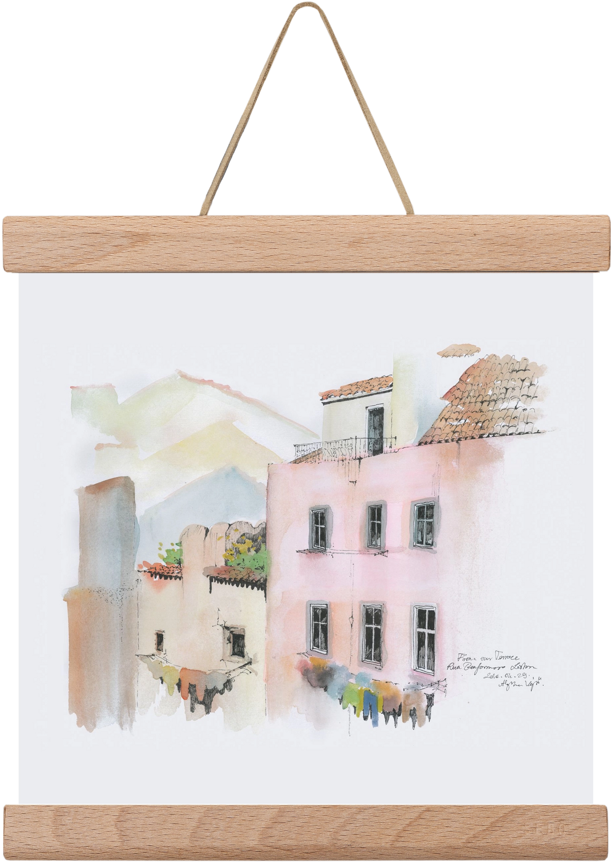 LISBON AQUARELLE NO.14, 20x20 cm (20x20 cm), Tölgy akasztó