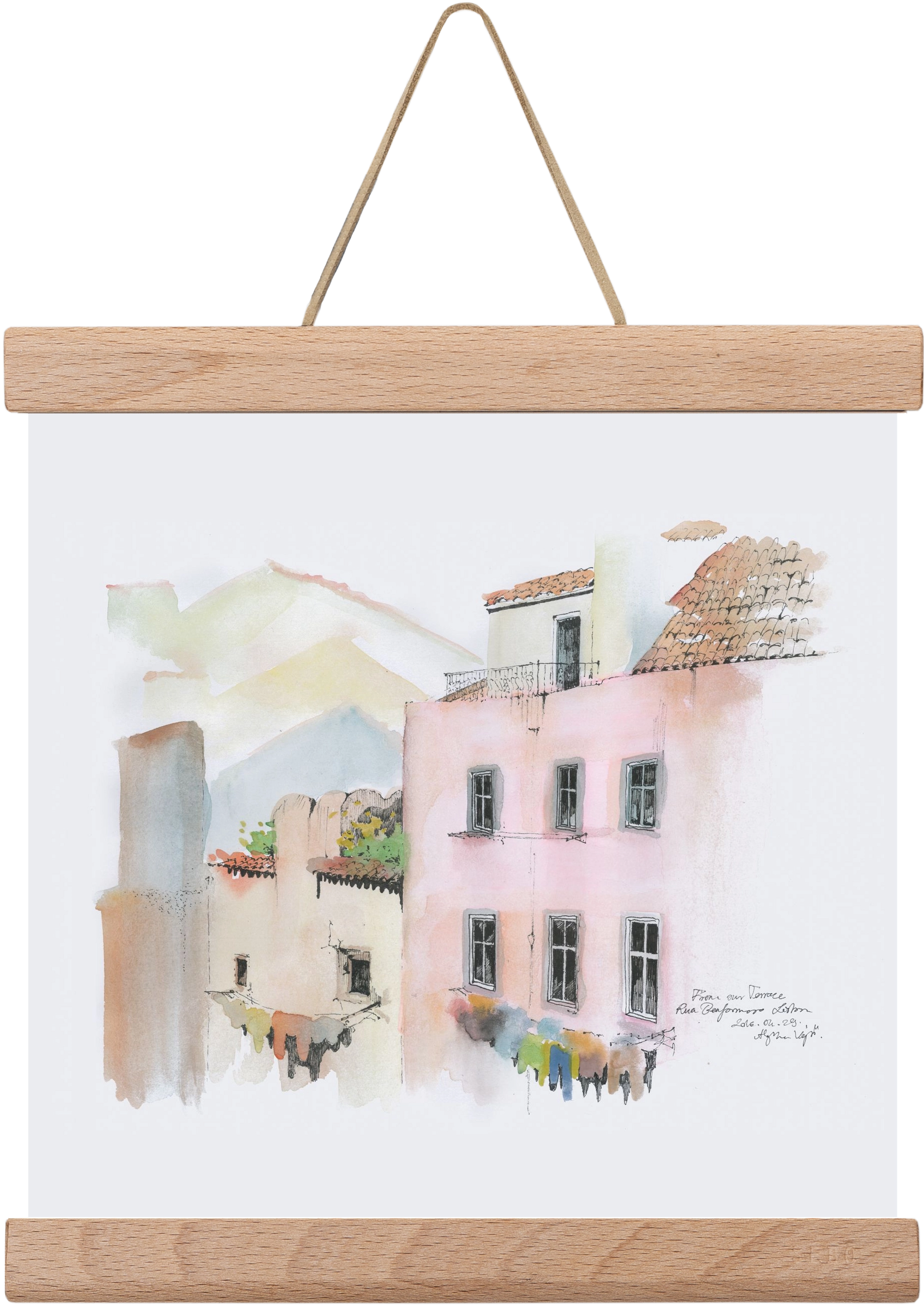 LISBON AQUARELLE NO.14, 20x20 cm (20x20 cm), Tölgy akasztó