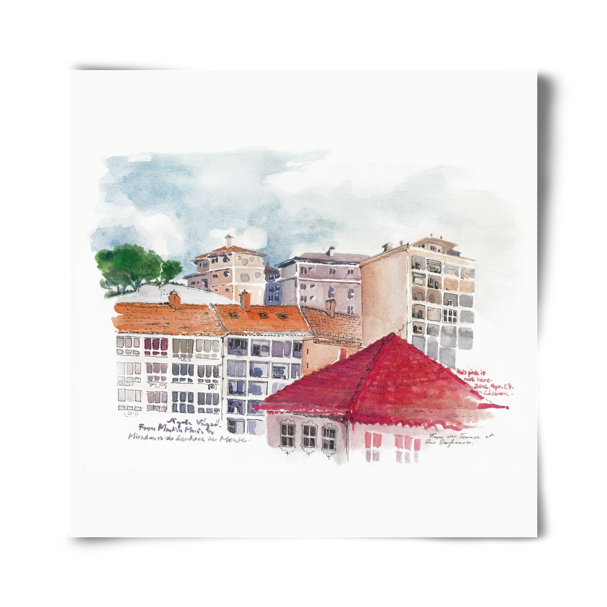 LISBON AQUARELLE NO.15, 40x40 cm, Keret nélkül