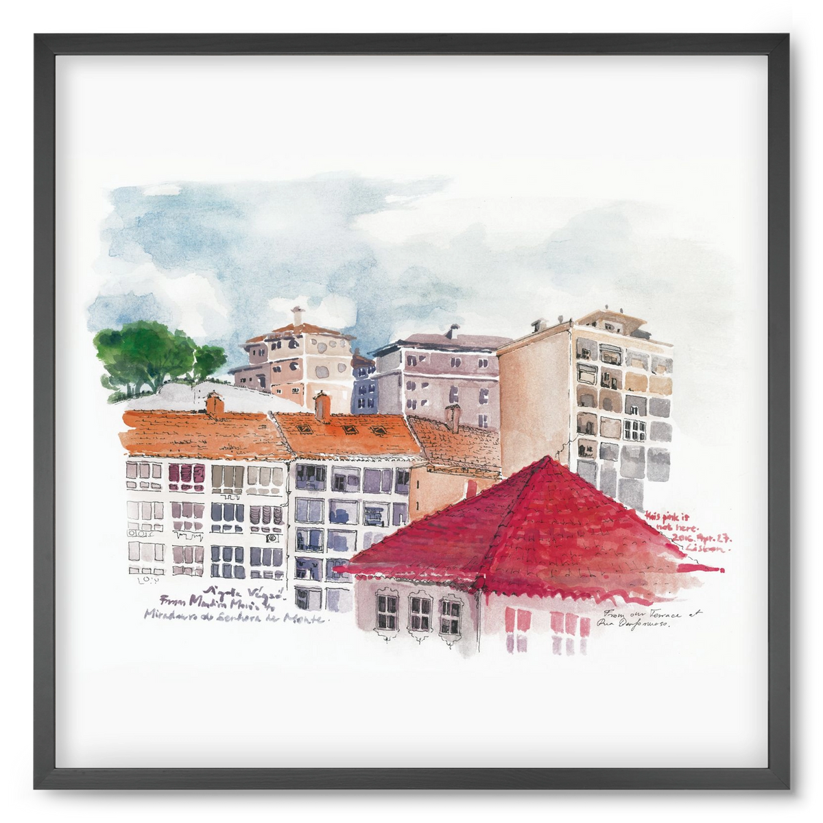 LISBON AQUARELLE NO.15, 50x50 cm (50x50 cm), Fekete keret