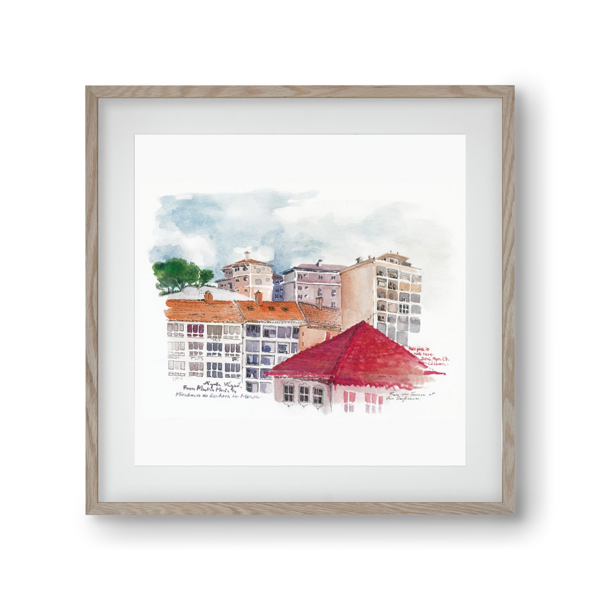 LISBON AQUARELLE NO.15, 30x30 cm (20x20 cm), Tölgy keret, paszpartuval