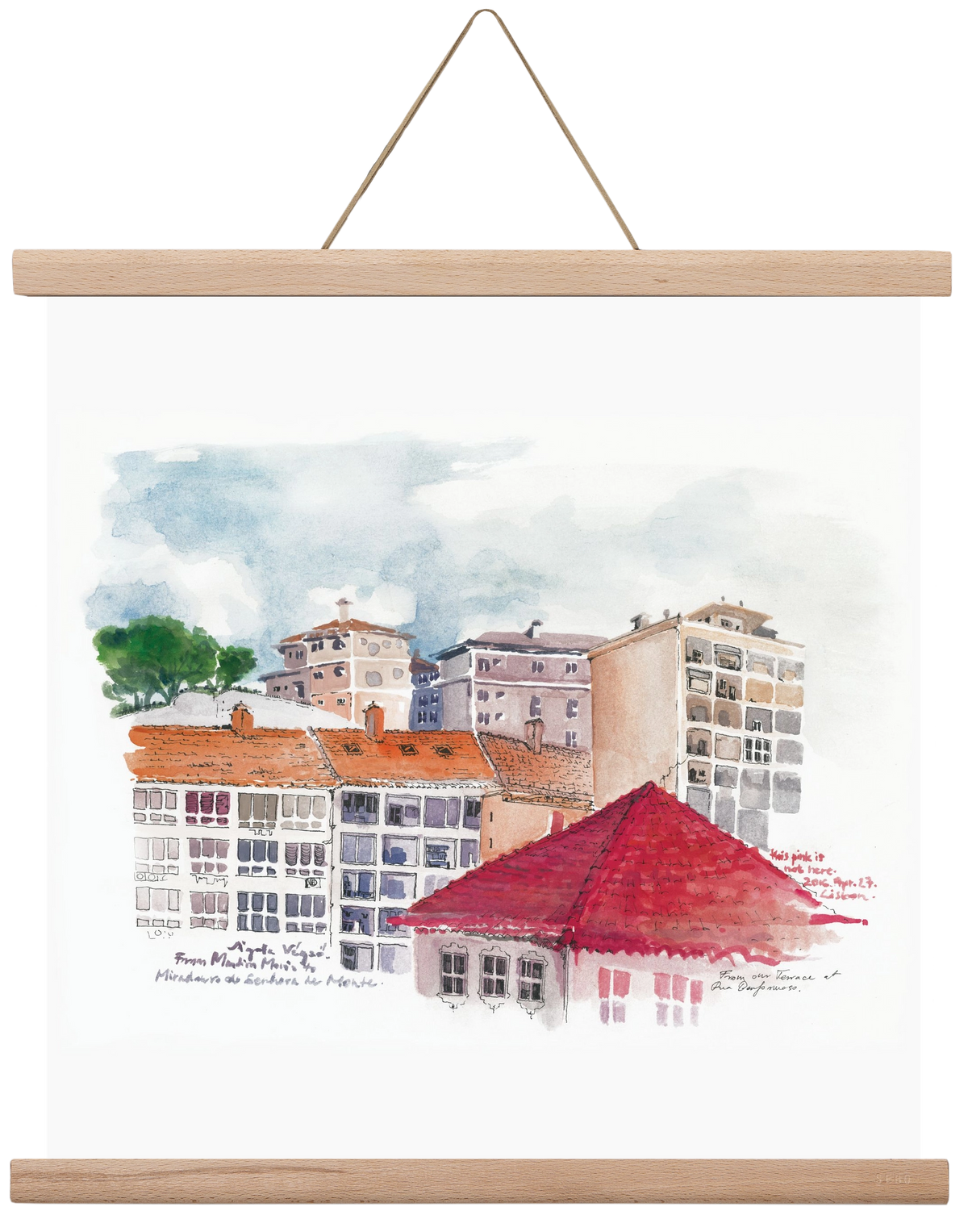 LISBON AQUARELLE NO.15, 40x40 cm (40x40 cm), Tölgy akasztó